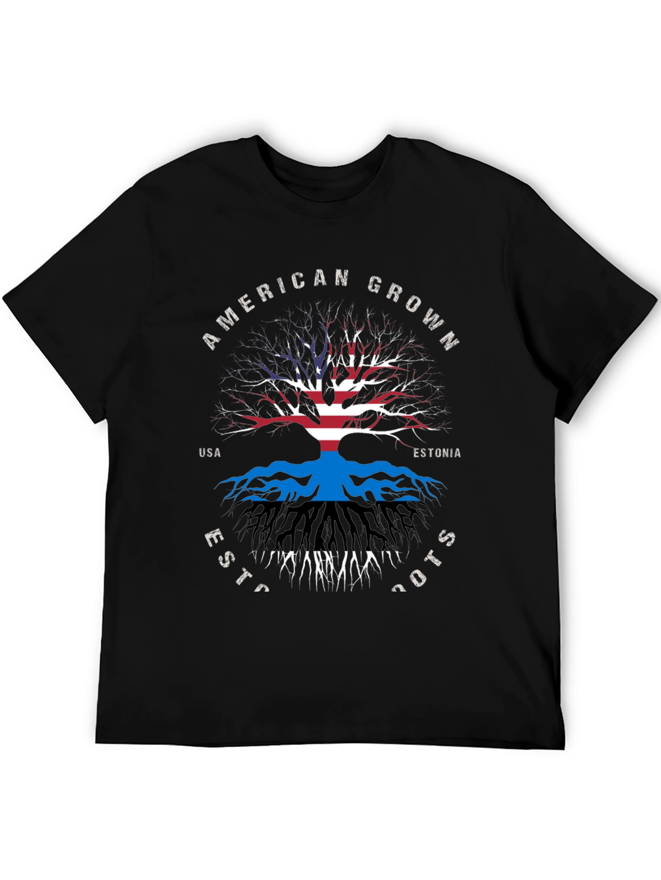 Black American Grown Estonia Roots Graphic Tee view 5
