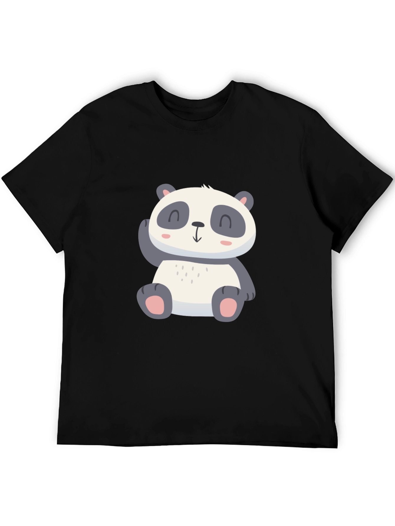 Black Cute Panda Graphic Tee - Soft Cotton Blend view 5