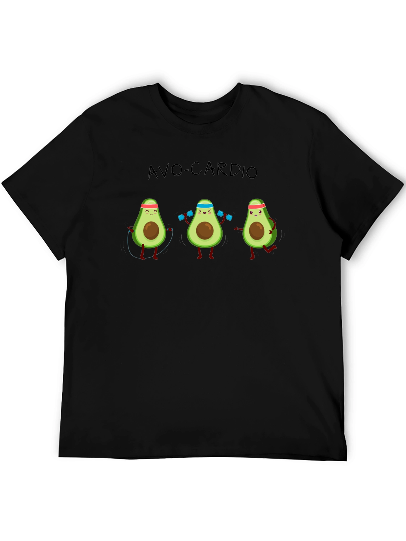 Black Avo-Cardio T-Shirt: Avocado Workout Humor view 5