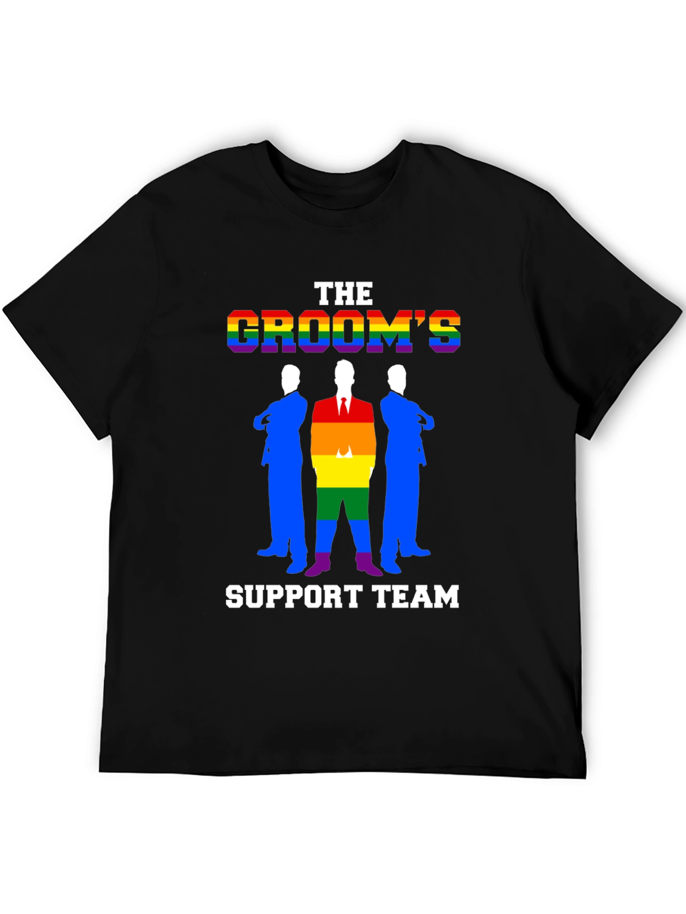 Black Groom's Support Team T-Shirt - LGBTQ+ Pride Wedding Tee view 5