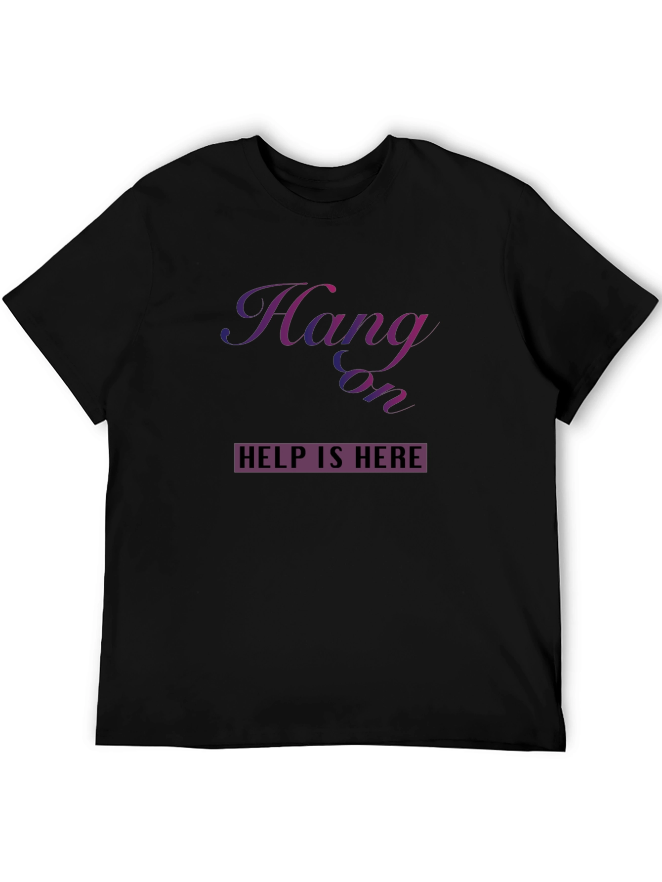 Black Hang On Help Is Here Graphic Tee - Unisex view 5