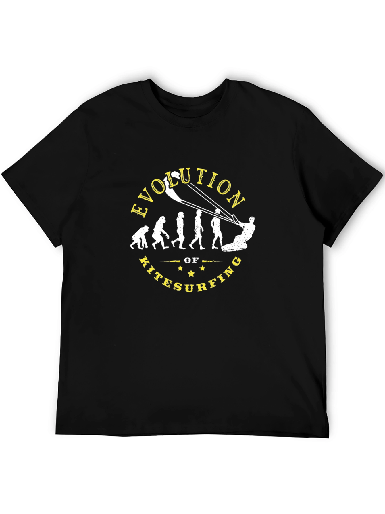 Black Evolution of Kitesurfing Graphic T-Shirt view 5