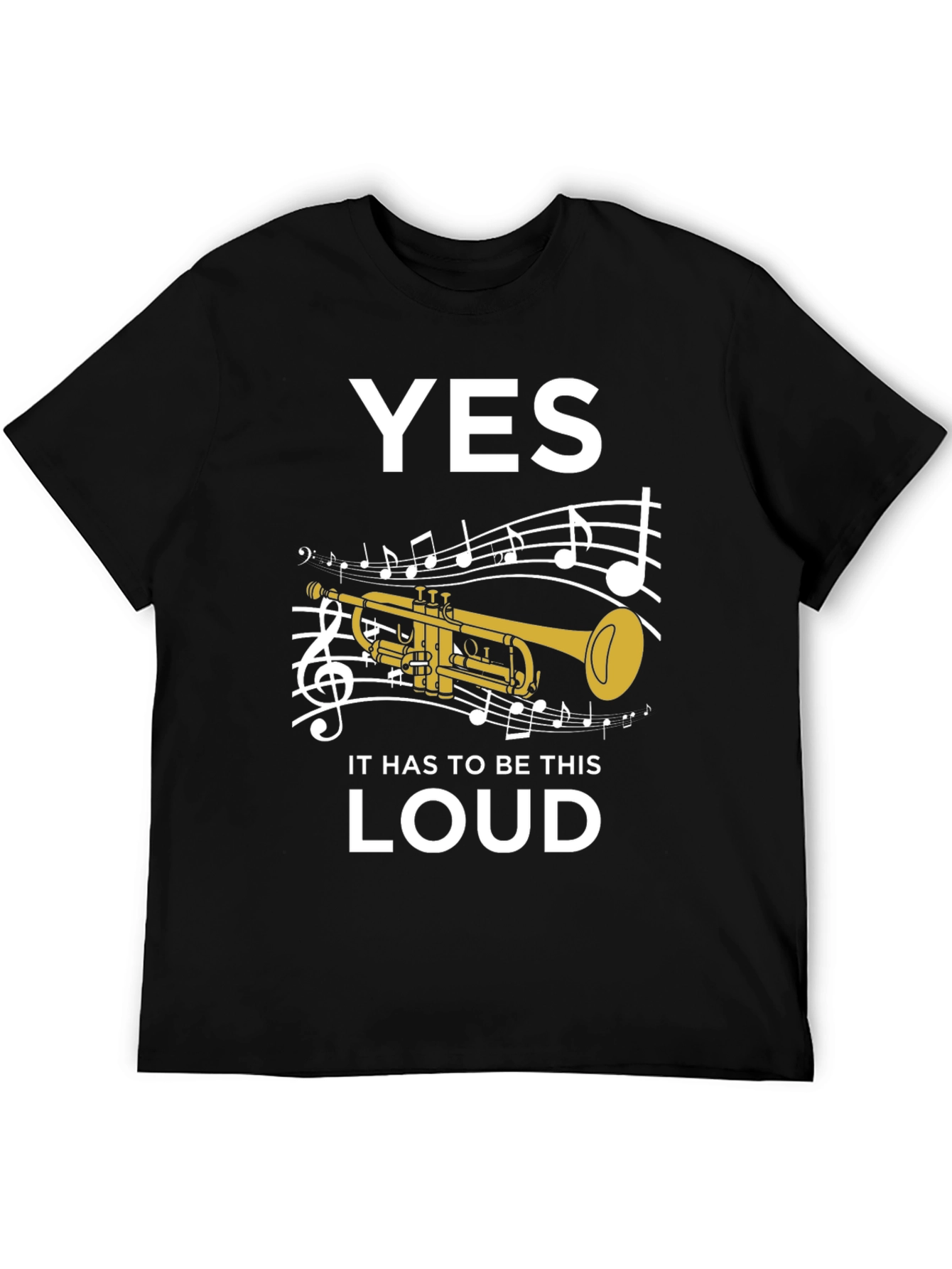 Black Funny Trumpet Musician Loud Music T-Shirt view 5