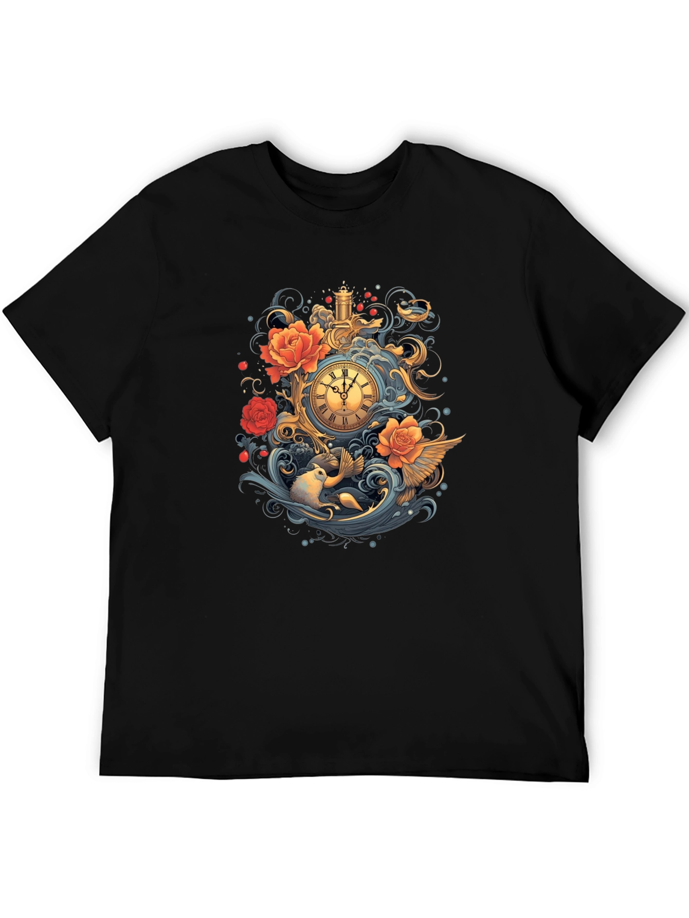 Black Whimsical Clockwork T-Shirt view 5