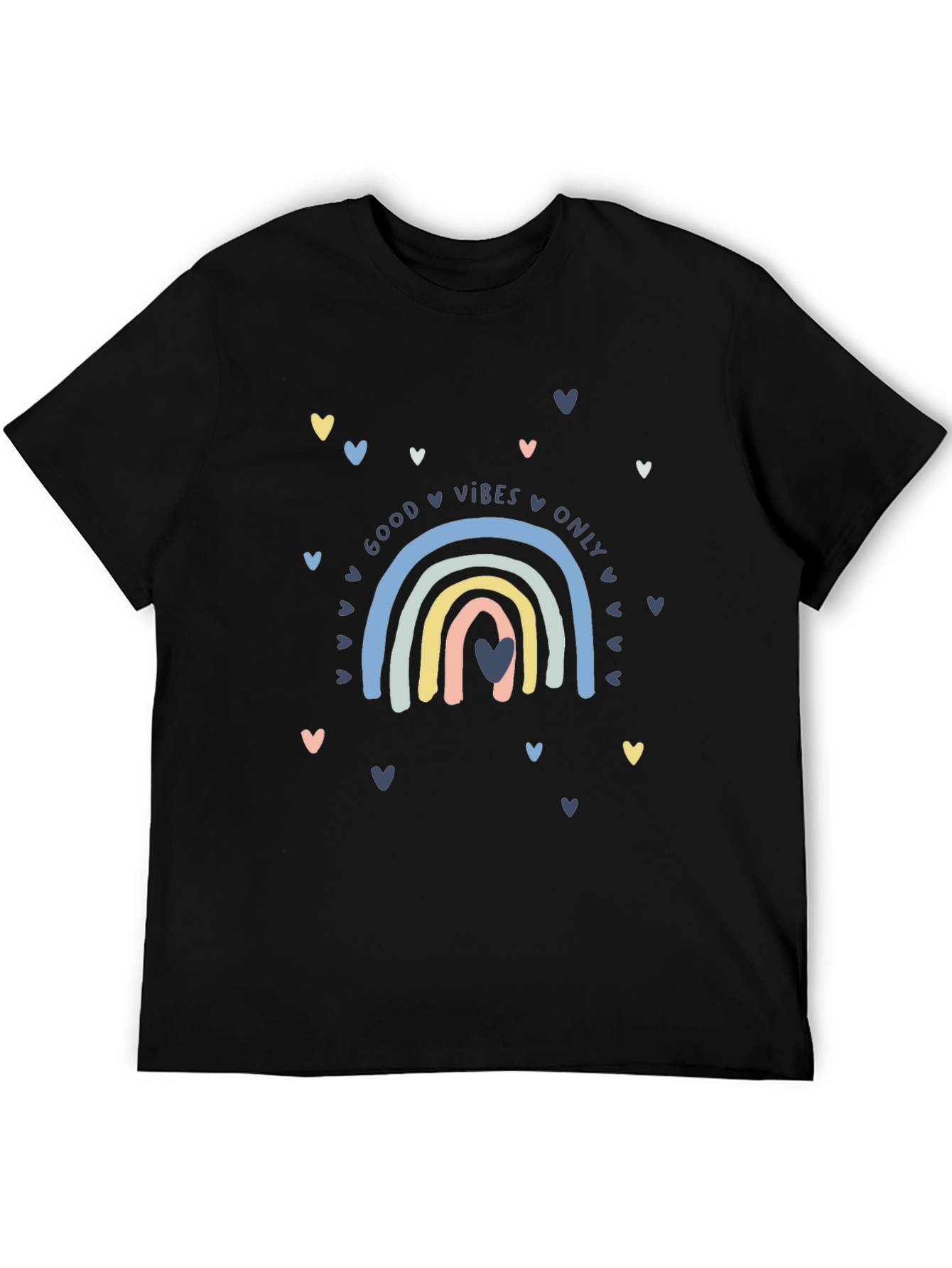 Black Good Vibes Rainbow Graphic Tee - Black view 5