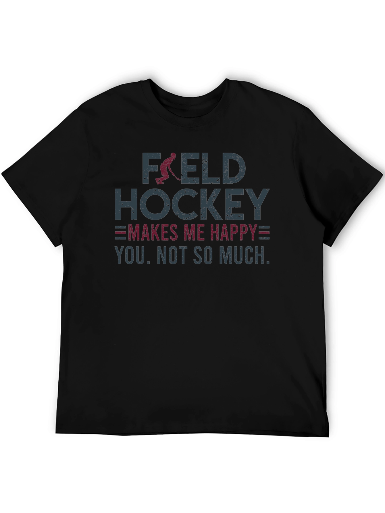 Black Field Hockey Makes Me Happy Graphic T-Shirt view 5