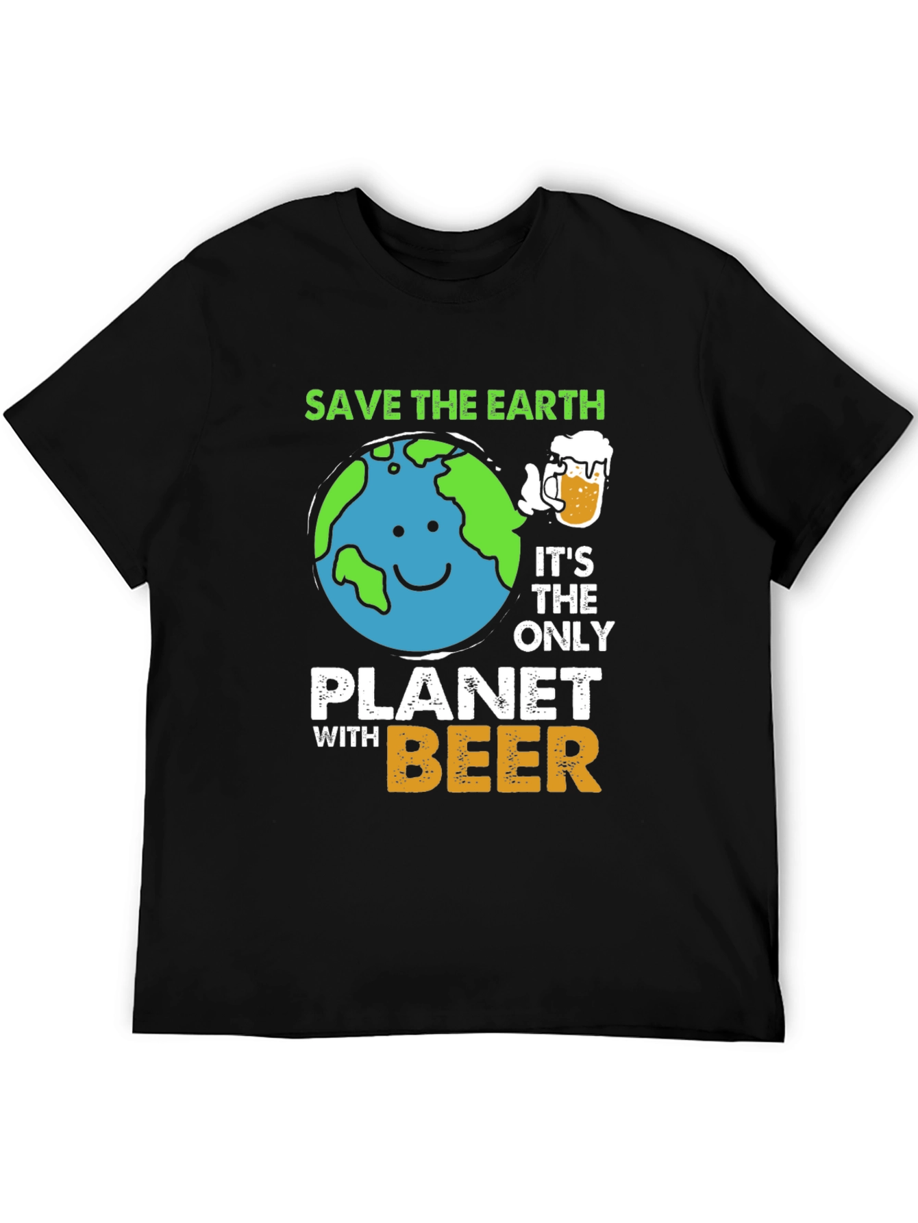 Black Save The Earth Planet Beer T-Shirt view 5