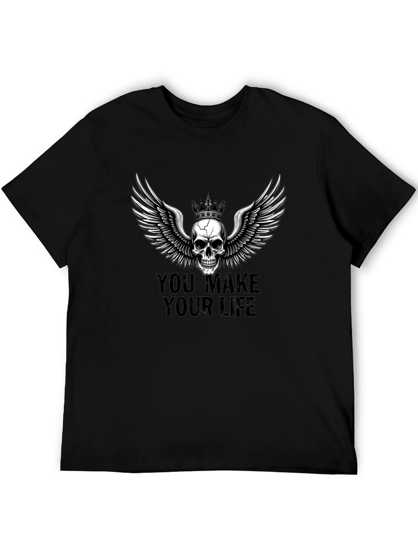 Black Skull Wings Graphic Tee - You Make Your Life view 5