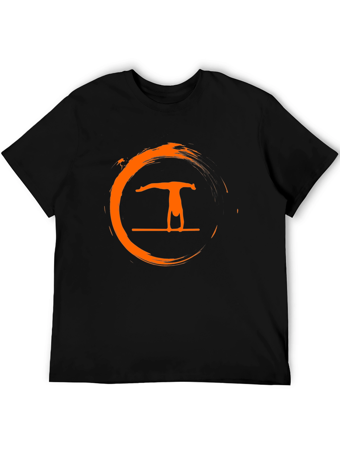 Black Black T-Shirt with Gymnastics Orange Circle Graphic view 5