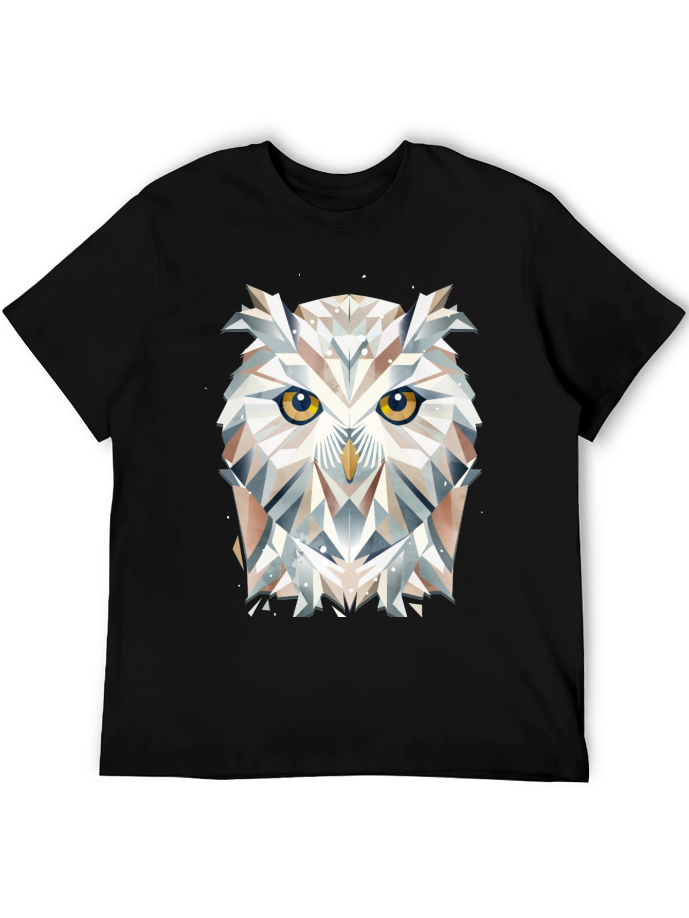 Black Geometric Owl Graphic Black T-Shirt view 5