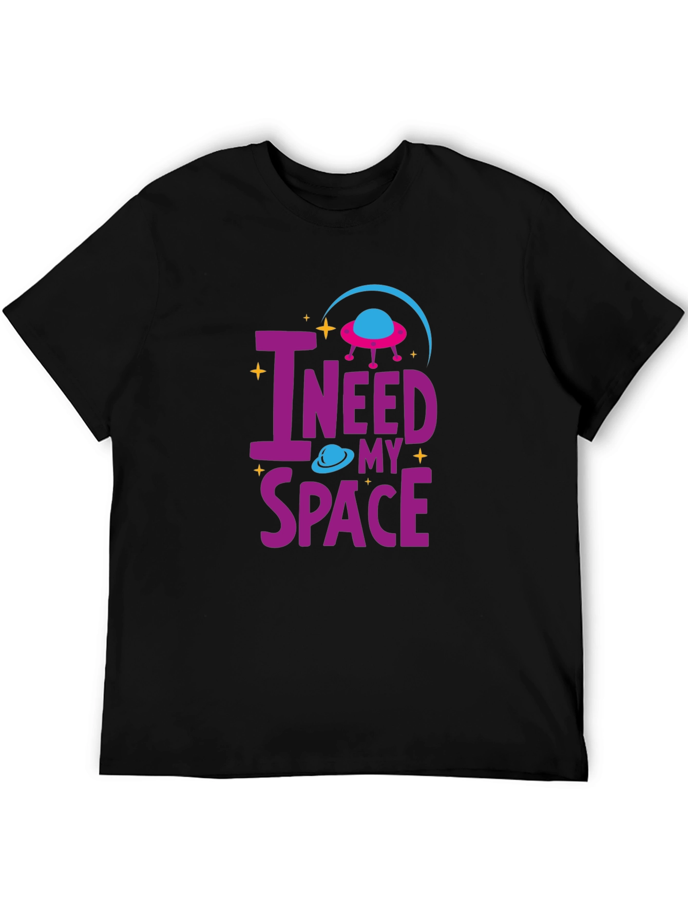 Black I Need My Space T-Shirt Alien UFO Design view 5