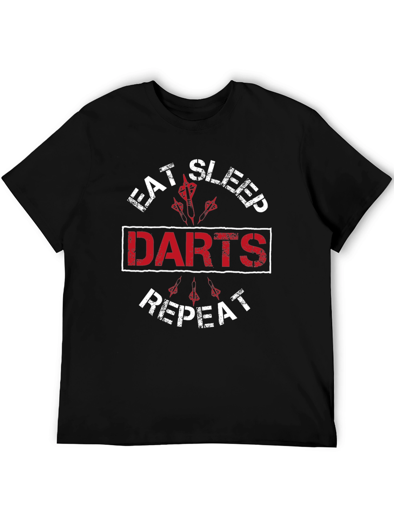 Black Eat Sleep Darts Repeat - Funny Dart Player T-Shirt view 5