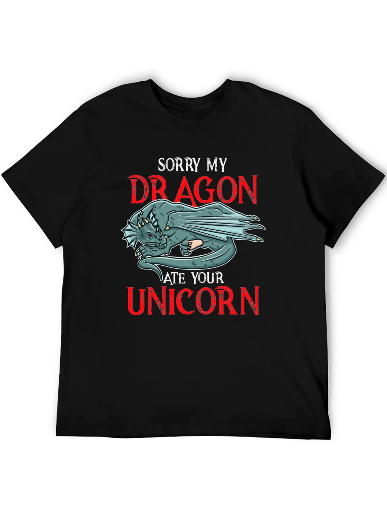 Black Sorry My Dragon Ate Your Unicorn Graphic Tee view 5