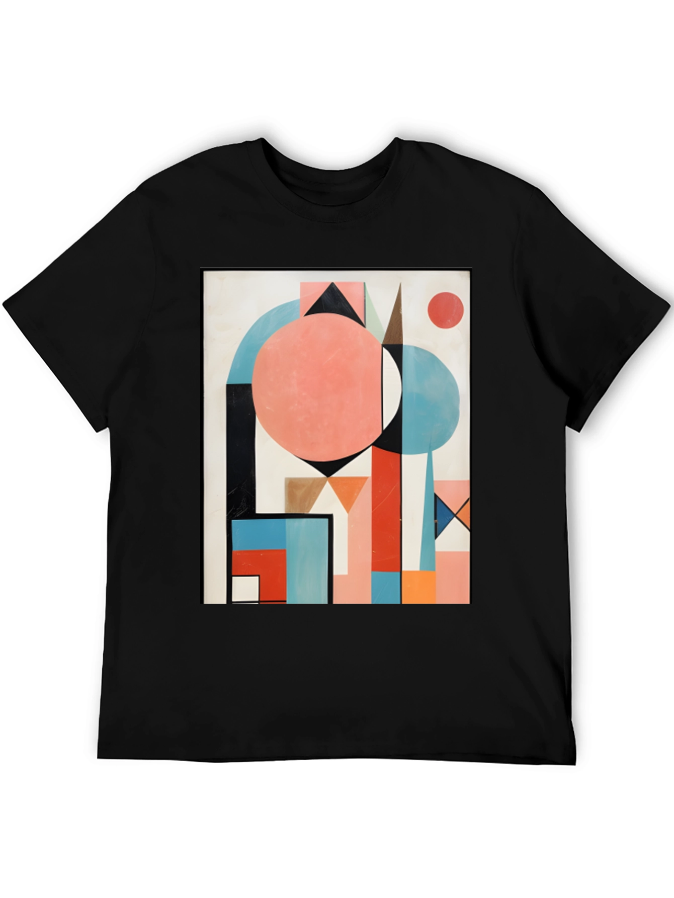 Black Abstract Geometric Art T-Shirt - Modern Graphic Tee view 5