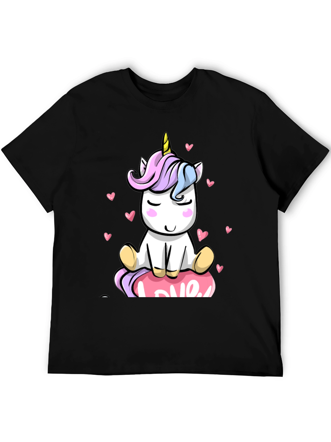 Black Unicorn Love T-Shirt Cute Graphic Tee view 5
