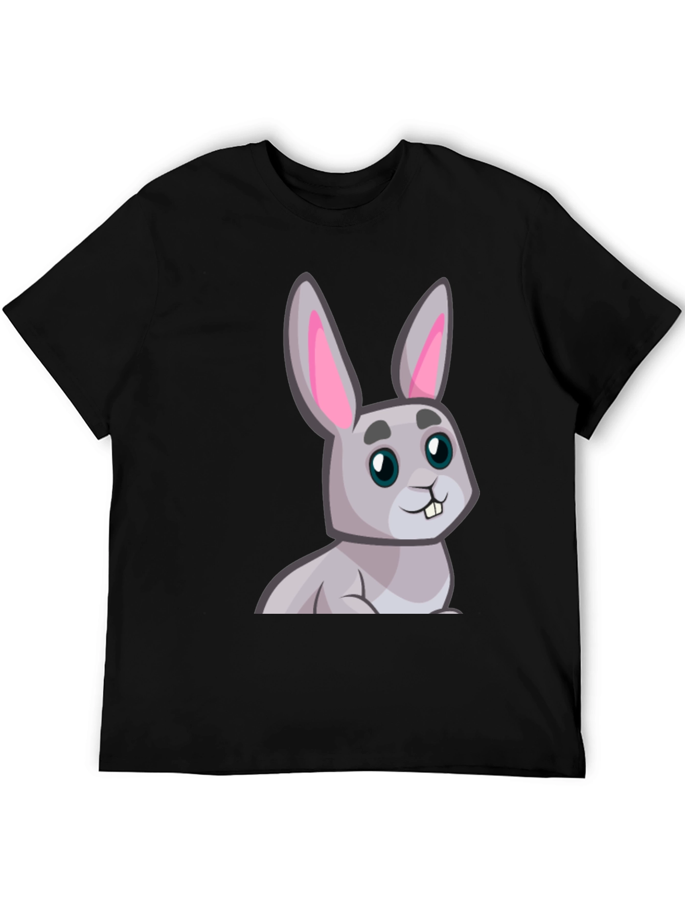 Black Cute Cartoon Rabbit Graphic T-Shirt view 5