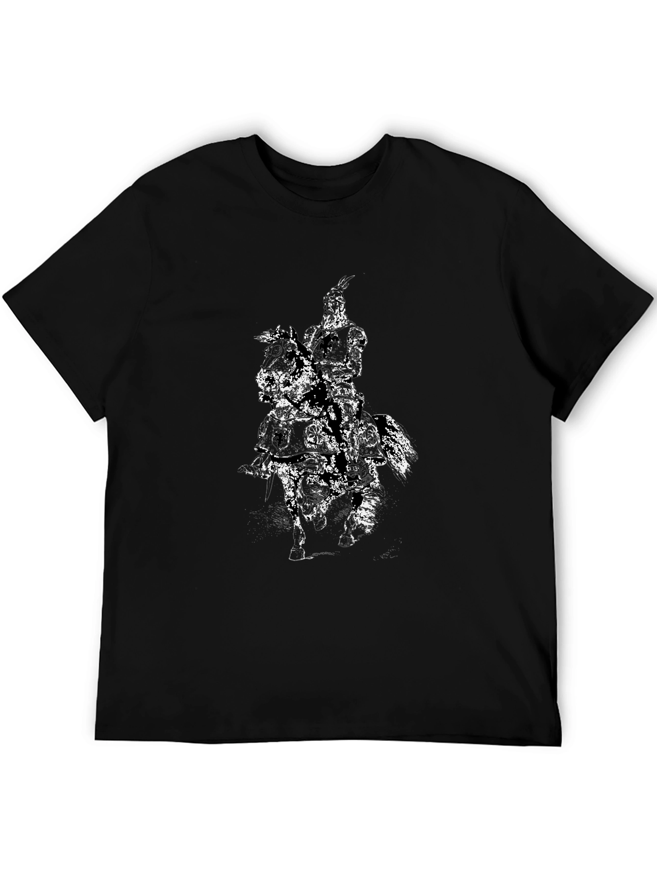 Black Equestrian Knight Graphic Black T-Shirt view 5