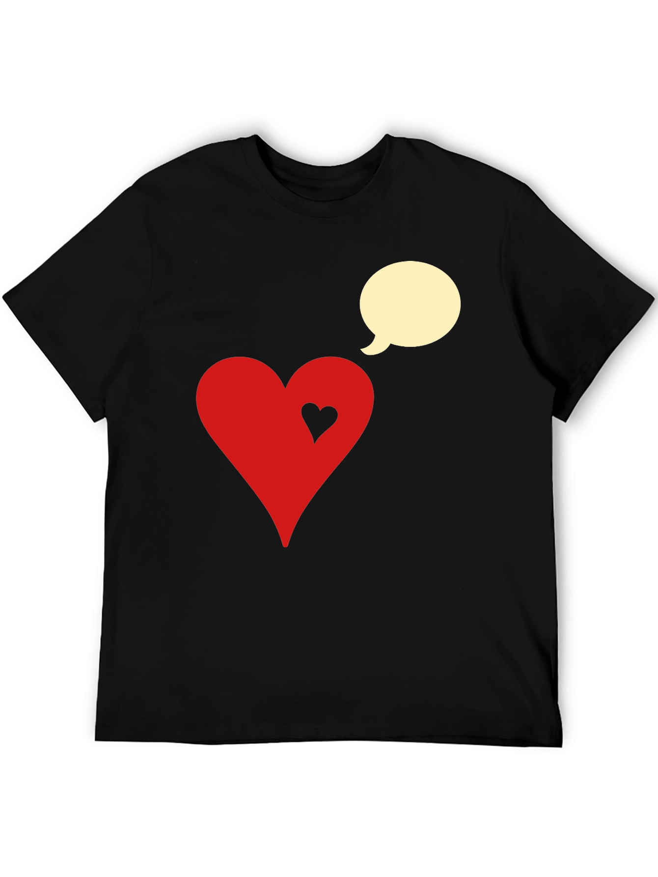 Black Heart & Bubble Graphic Tee - Black Cotton Blend view 5
