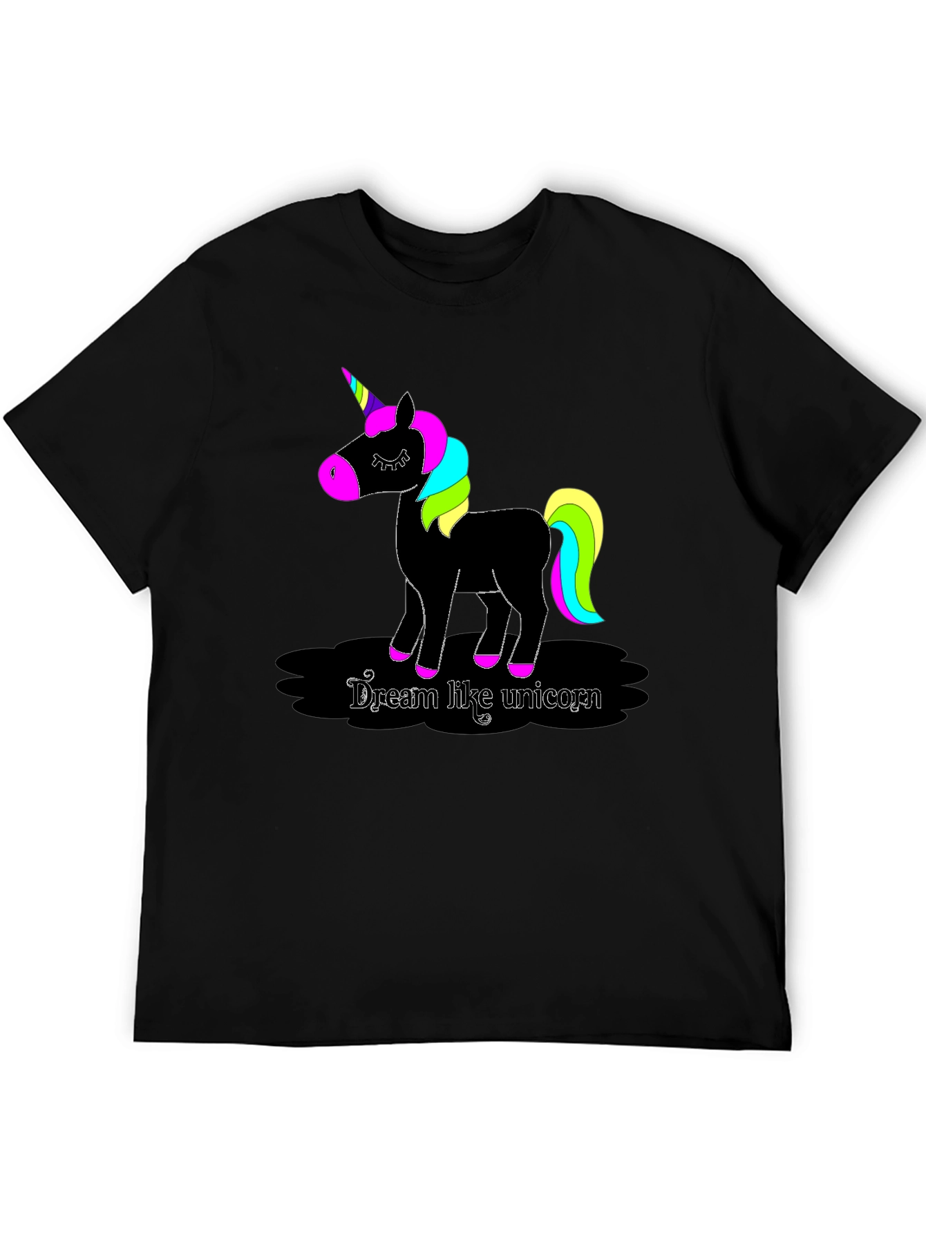 Black Dream Like Unicorn Black T-Shirt view 5