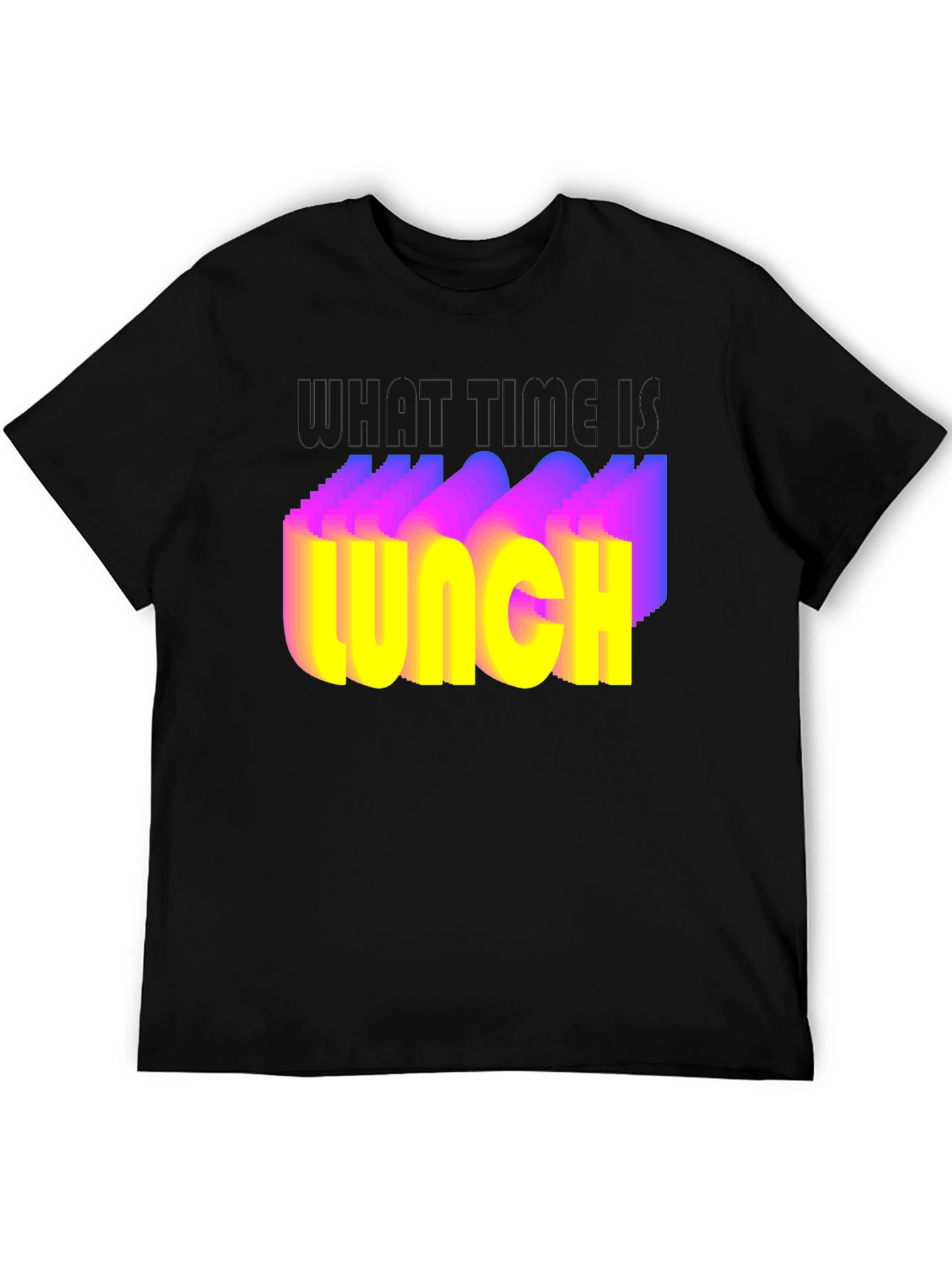 Black What Time Is Lunch T-Shirt - Funny Foodie Tee view 5