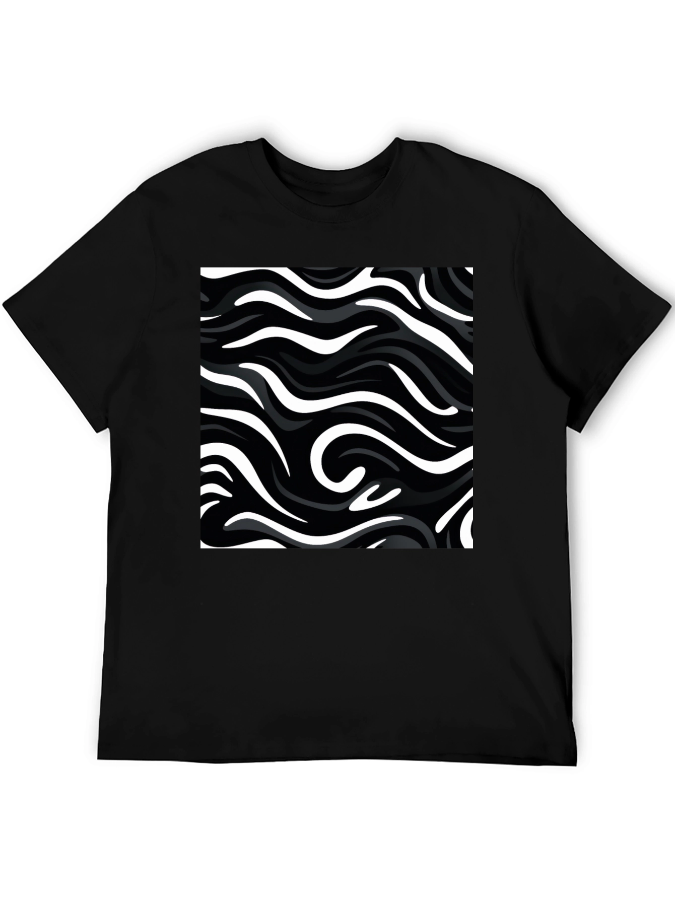 Black Abstract Swirl T-Shirt - Modern Graphic Tee view 5