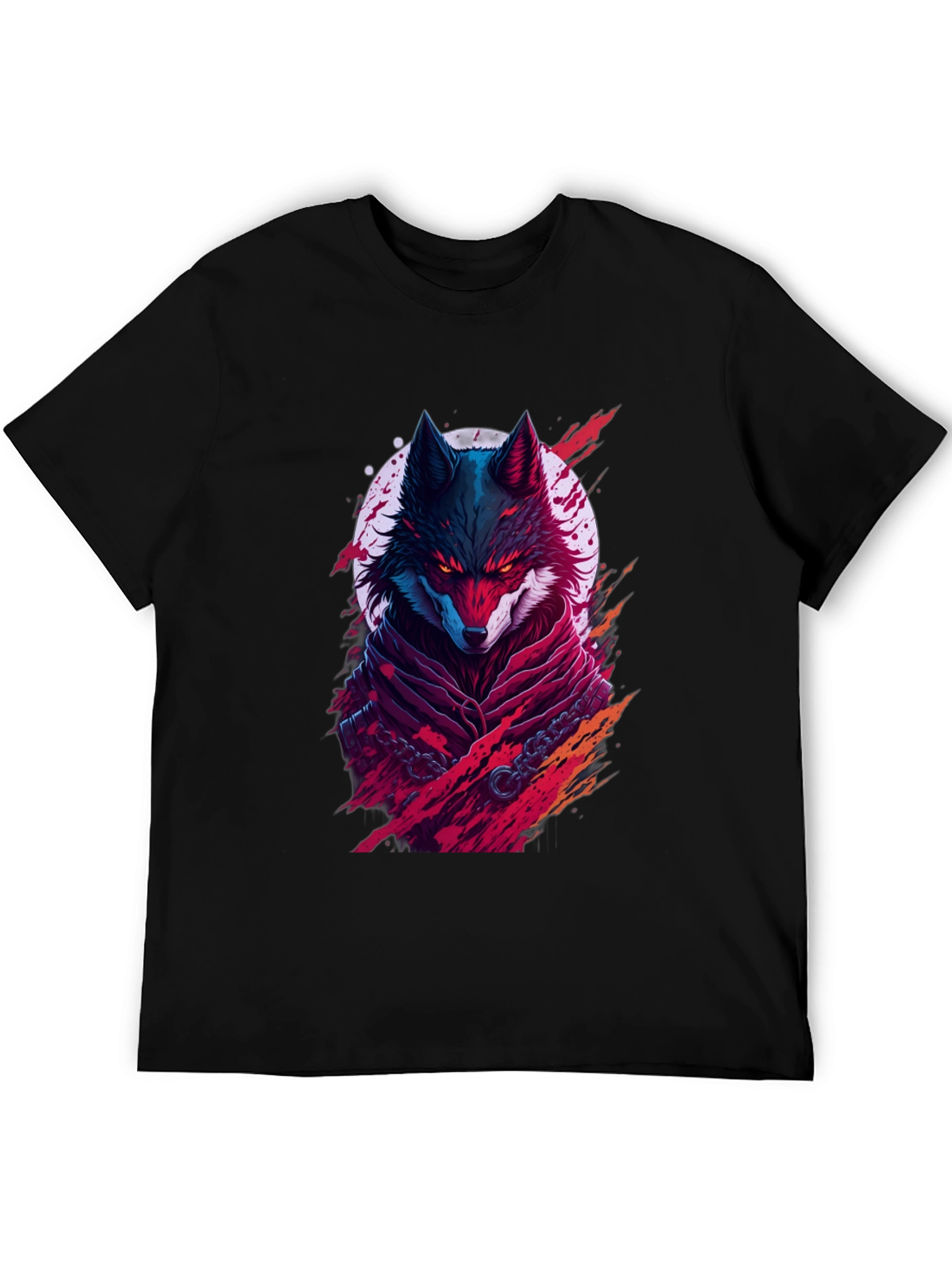 Black Crimson Wolf Graphic Tee - Men's Black T-Shirt view 5