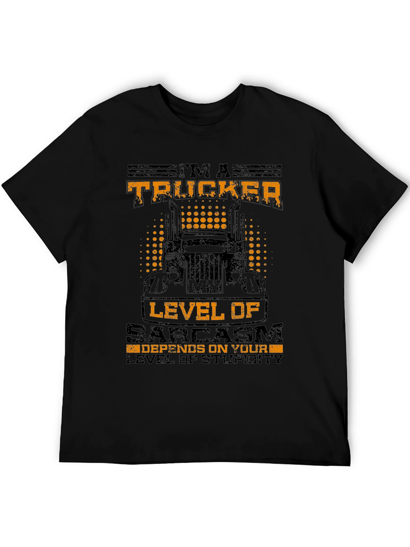 Black Trucker Sarcasm Level T-Shirt view 5