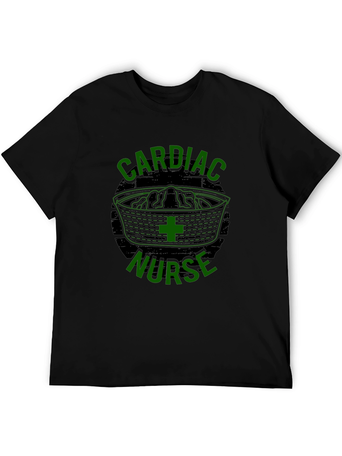 Black Cardiac Nurse T-Shirt - Black Cotton Blend Tee view 5