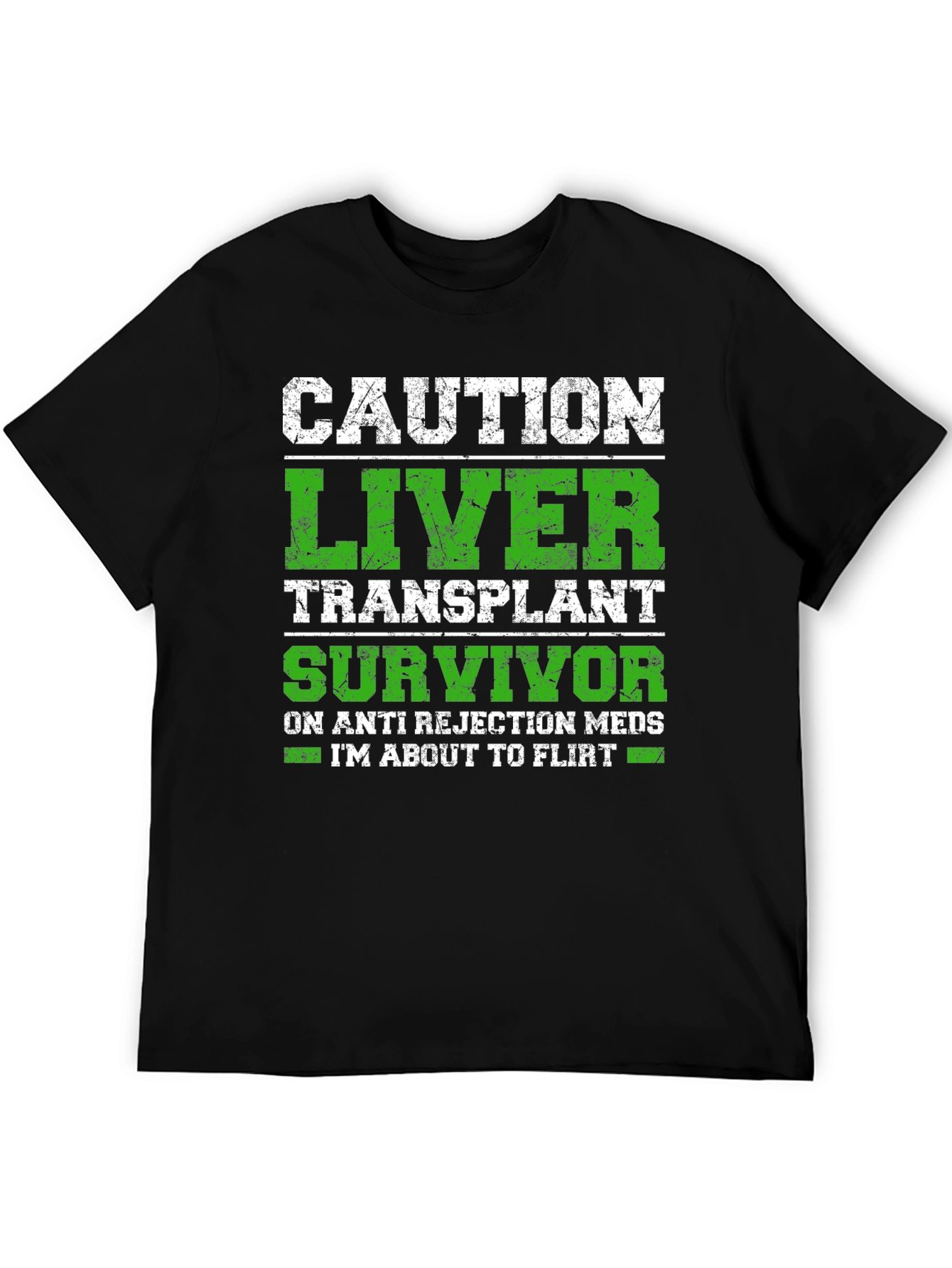 Black Caution Liver Transplant Survivor Funny T-Shirt view 5