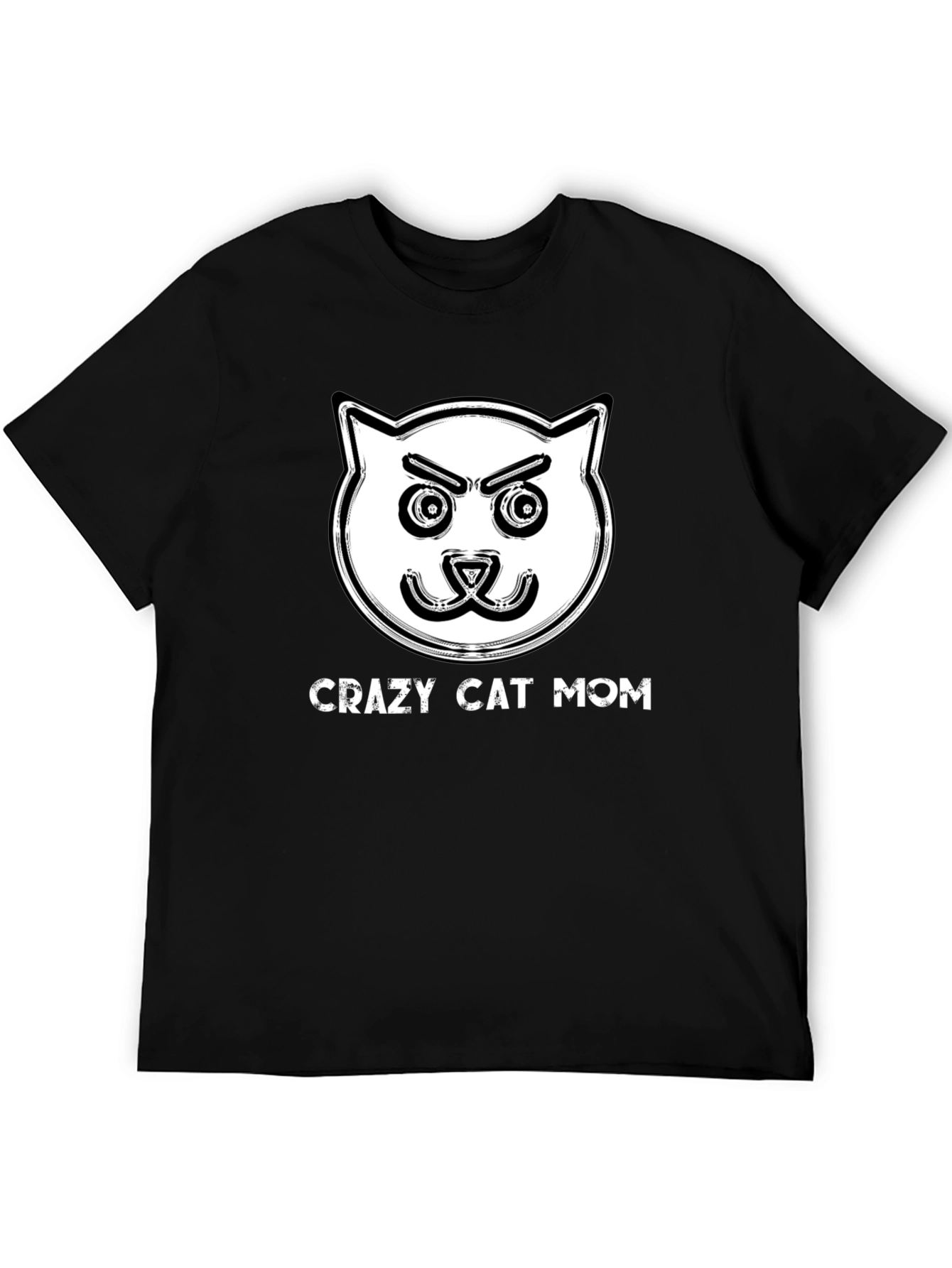 Black Crazy Cat Mom Graphic T-Shirt view 5
