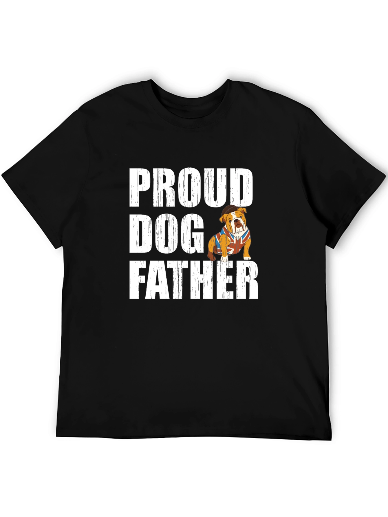 Black Proud Dog Father T-Shirt - Bulldog Lover view 5