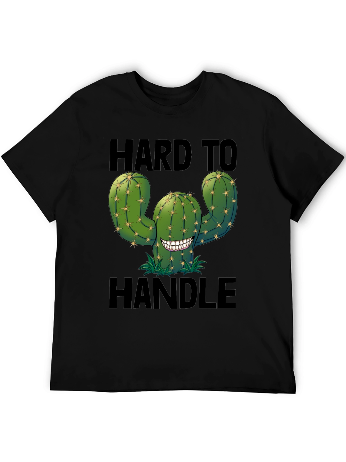 Black Hard to Handle Cactus T-Shirt - Funny Graphic Tee view 5