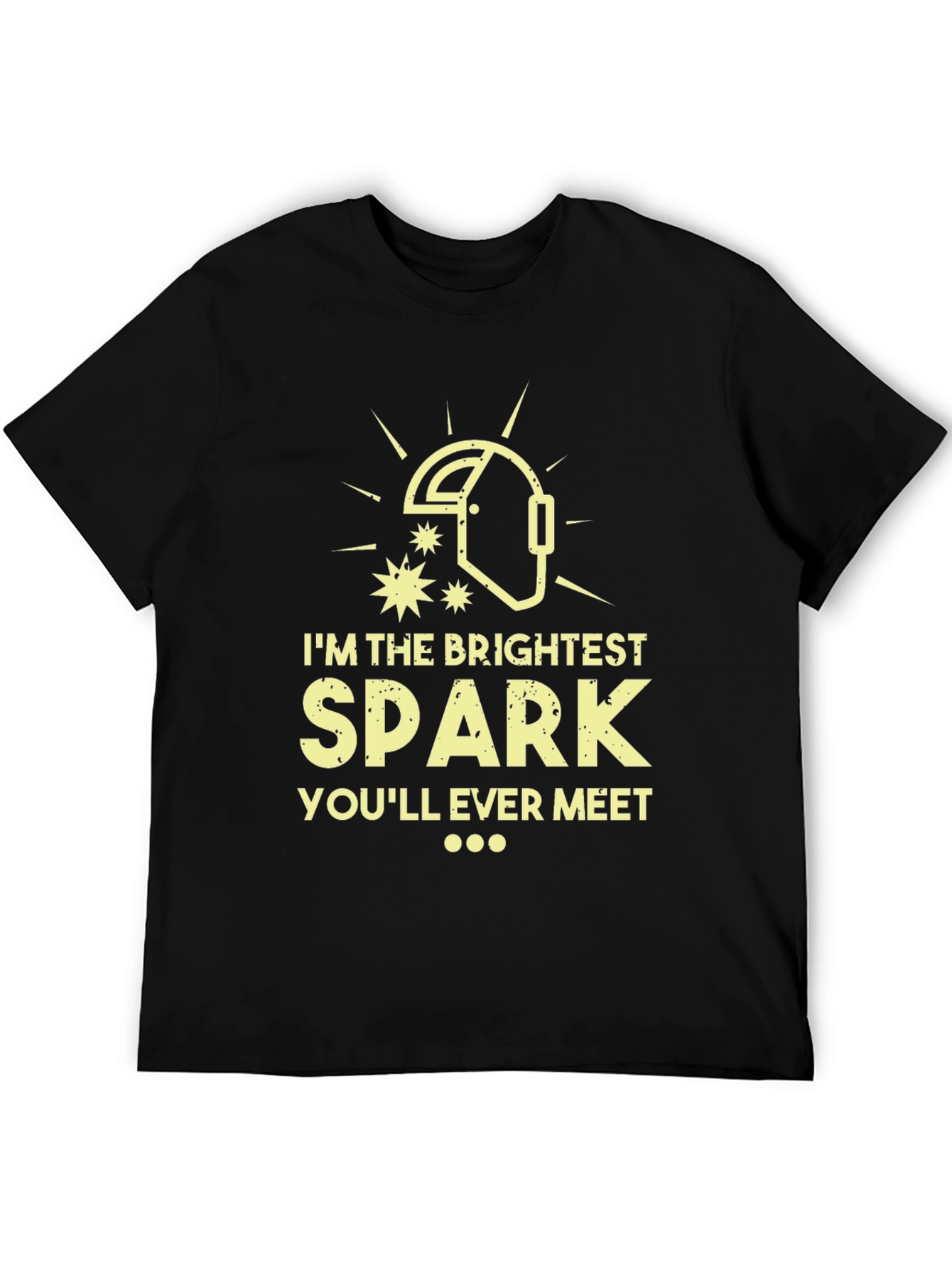 Black Brightest Spark Welder Humor T-Shirt view 5