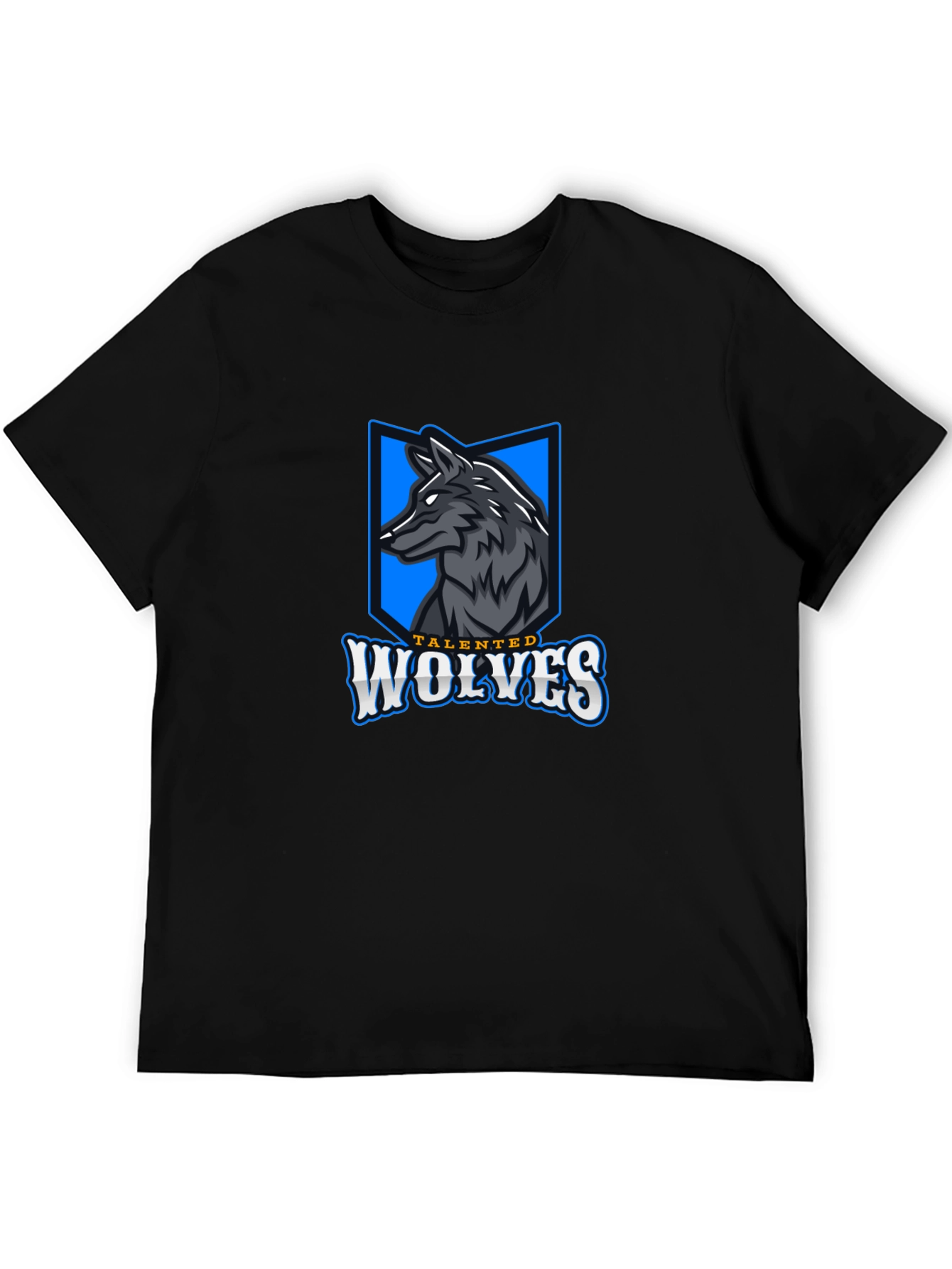 Black Talented Wolves Graphic Print Black T-Shirt view 5