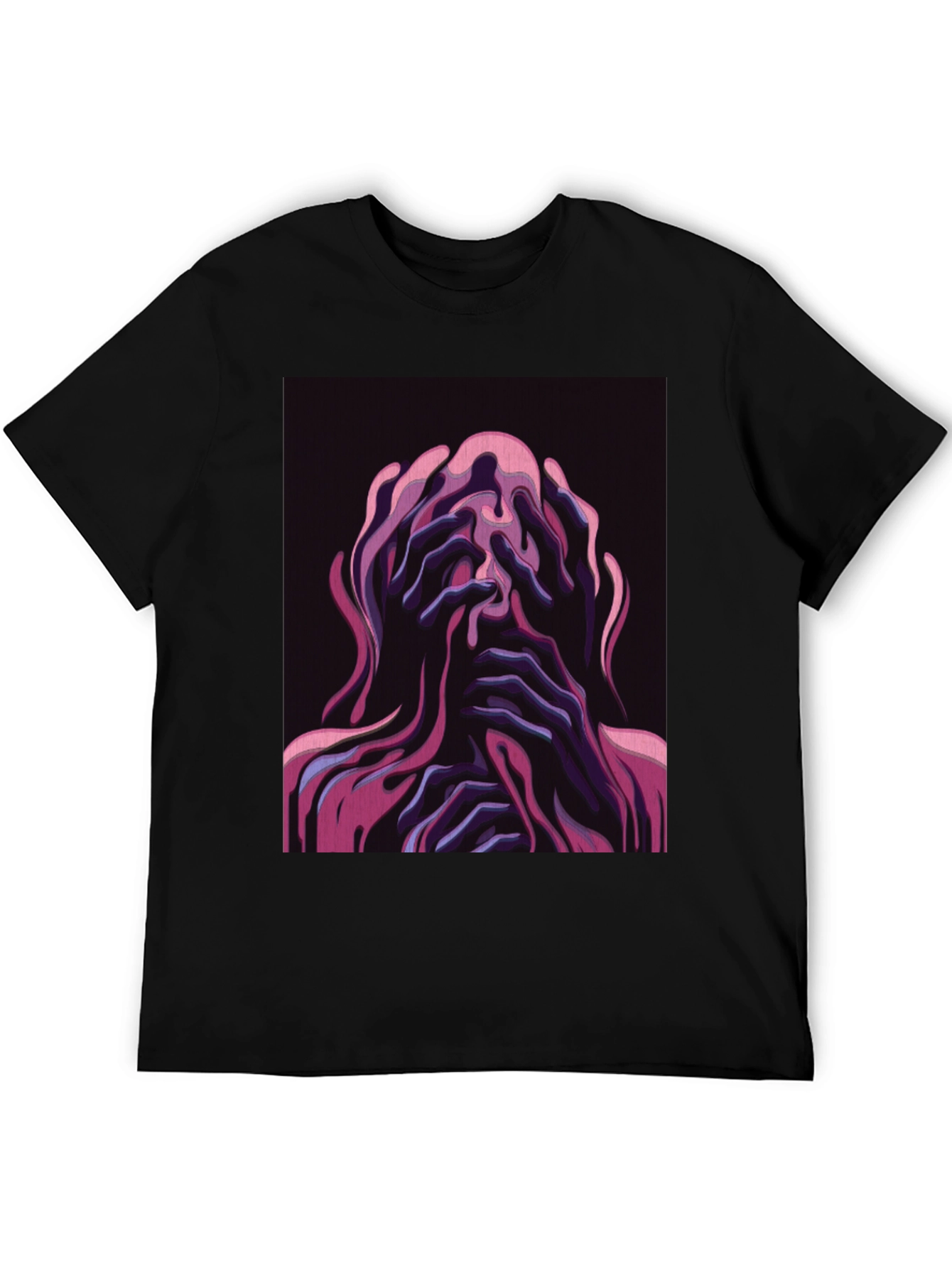 Black Distorted Psychedelic Graphic Tee - Stylish Unisex T-Shirt view 5