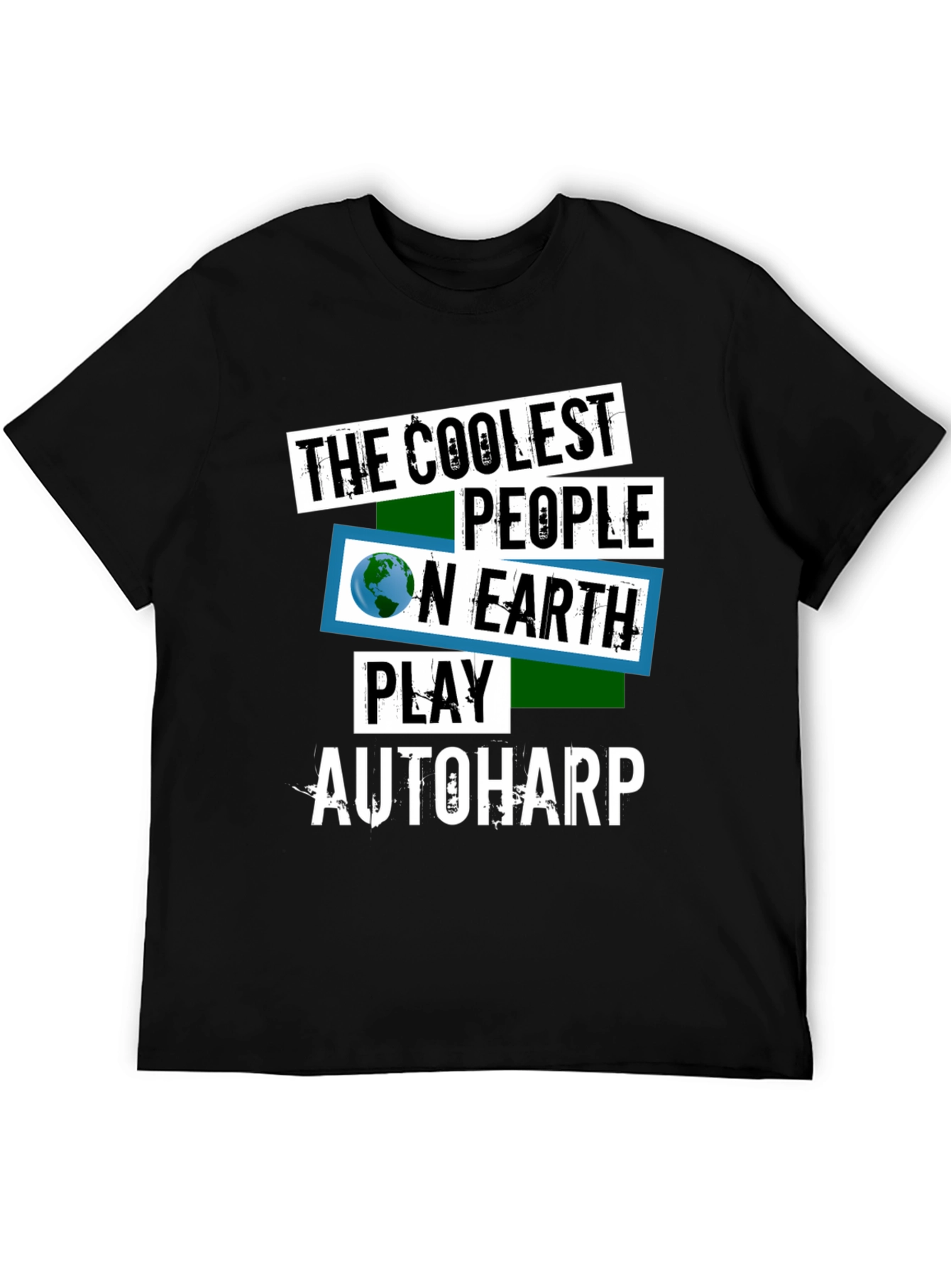 Black Coolest People Autoharp Player T-Shirt view 5