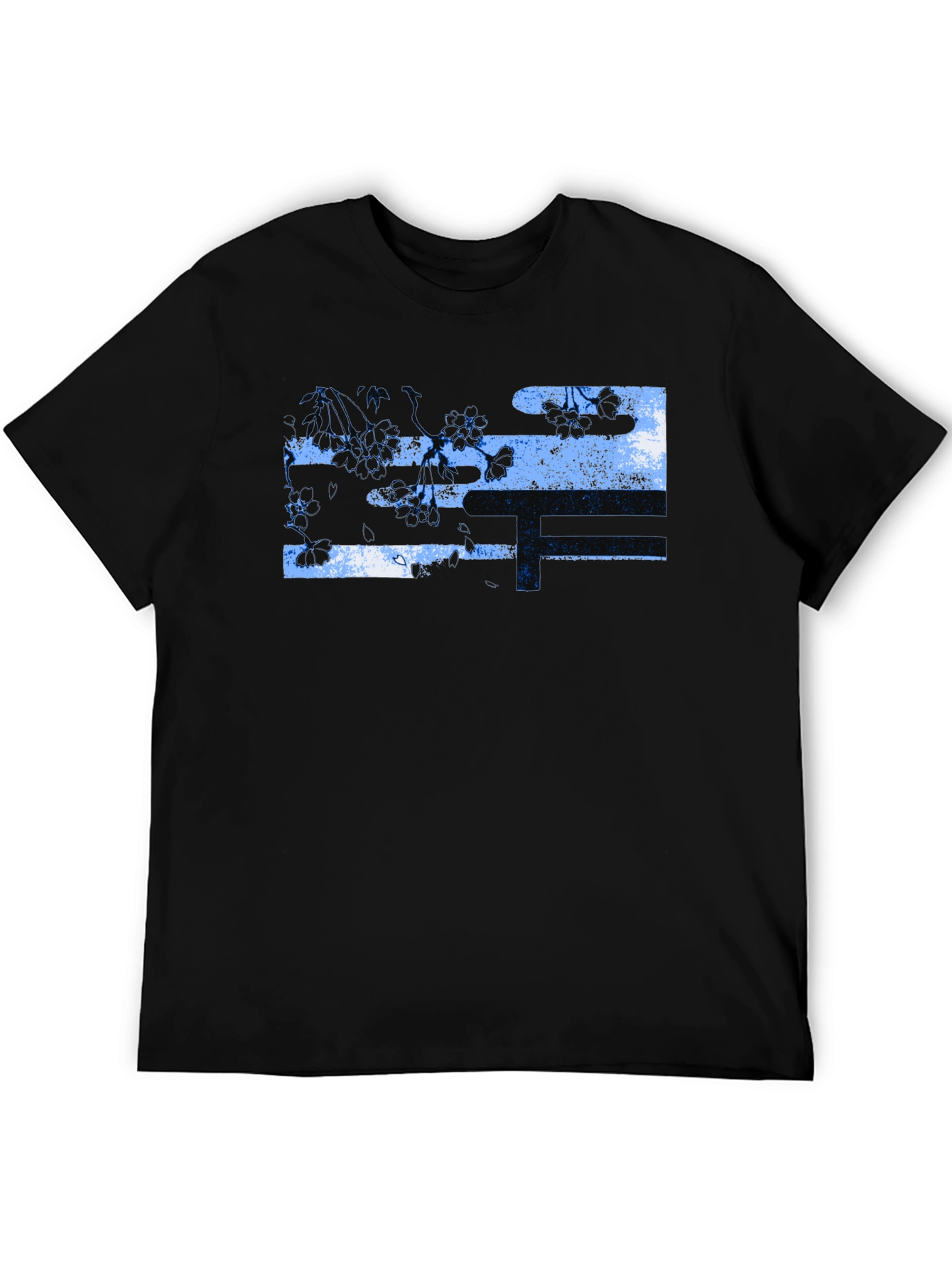 Black Black T-Shirt with Abstract Floral Design view 5