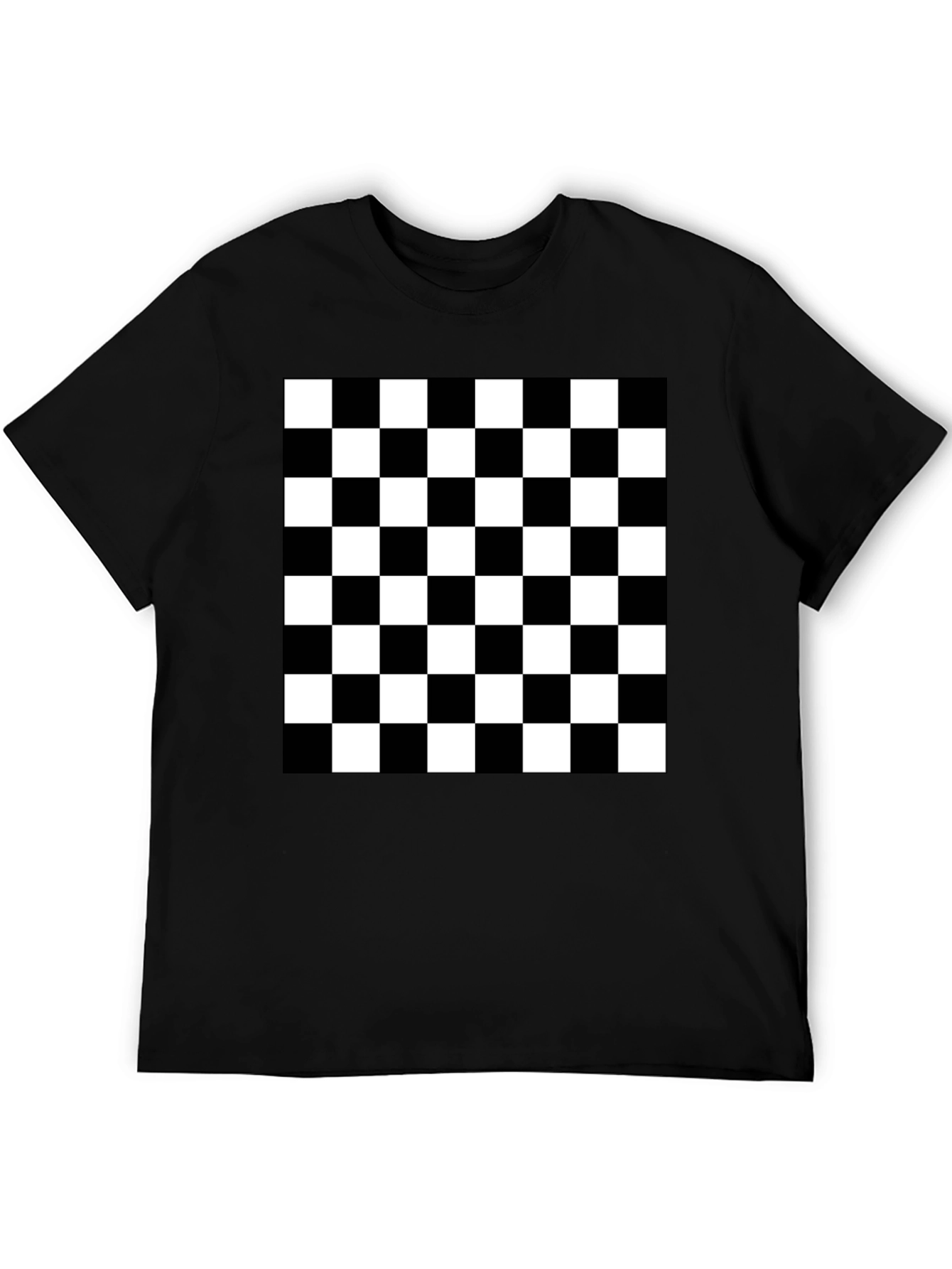 Black Checkered Pattern T-Shirt view 5