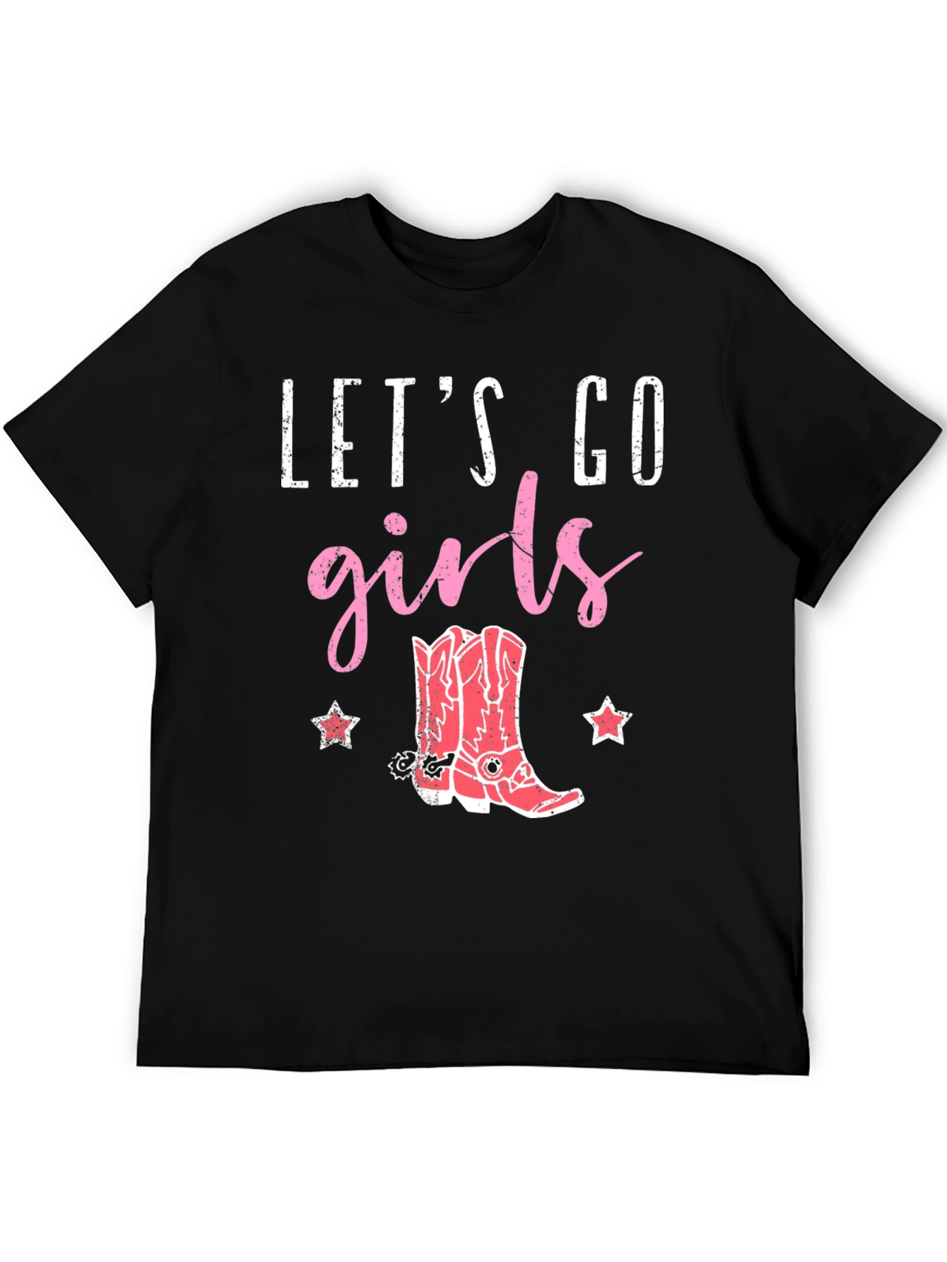Black Let's Go Girls Cowboy Boot Graphic Tee view 5