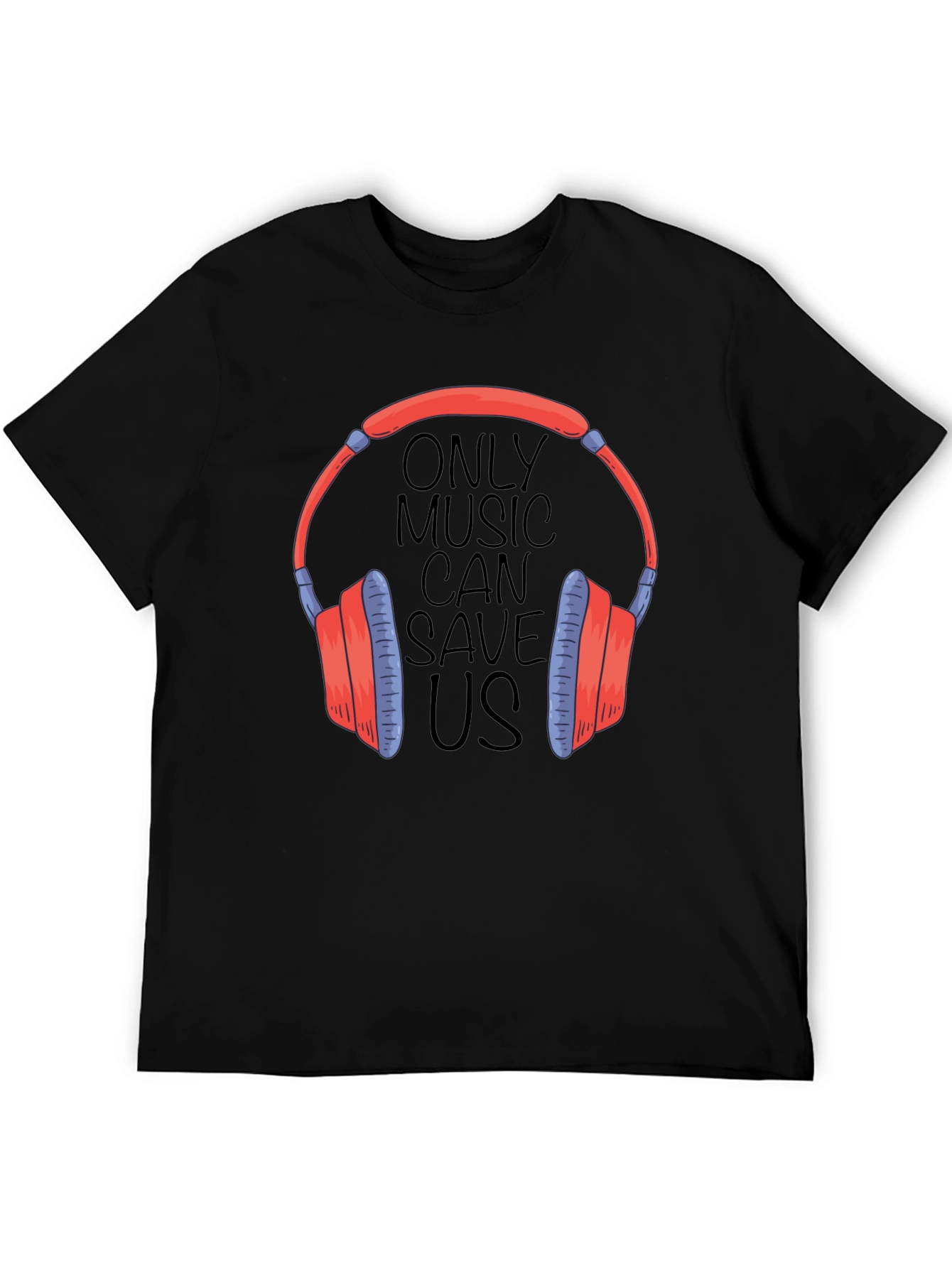 Black Music Lover T-Shirt: Headphones Graphic Tee view 5