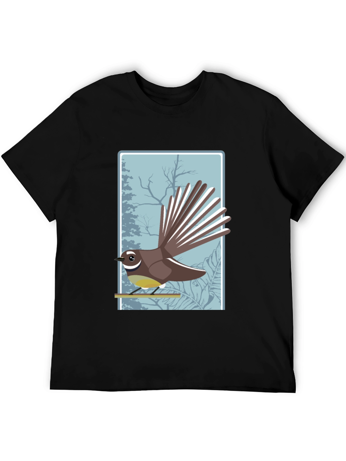 Black Fantail Bird Graphic Tee - Nature Lover Shirt view 5