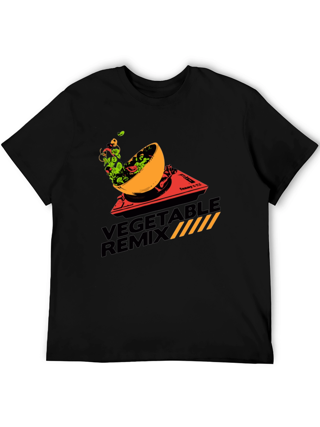 Black Vegetable Remix Graphic T-Shirt - Black Cotton Tee view 5