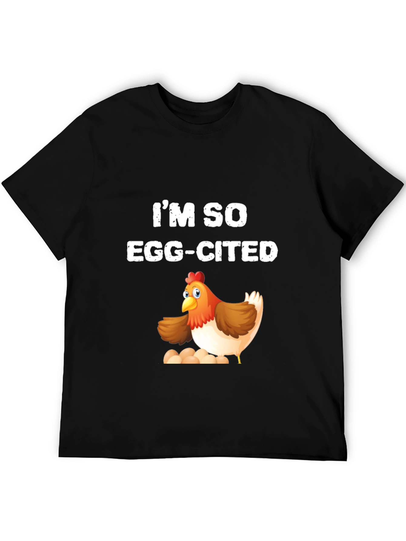 Black I'm So Egg-Cited Chicken T-Shirt view 5