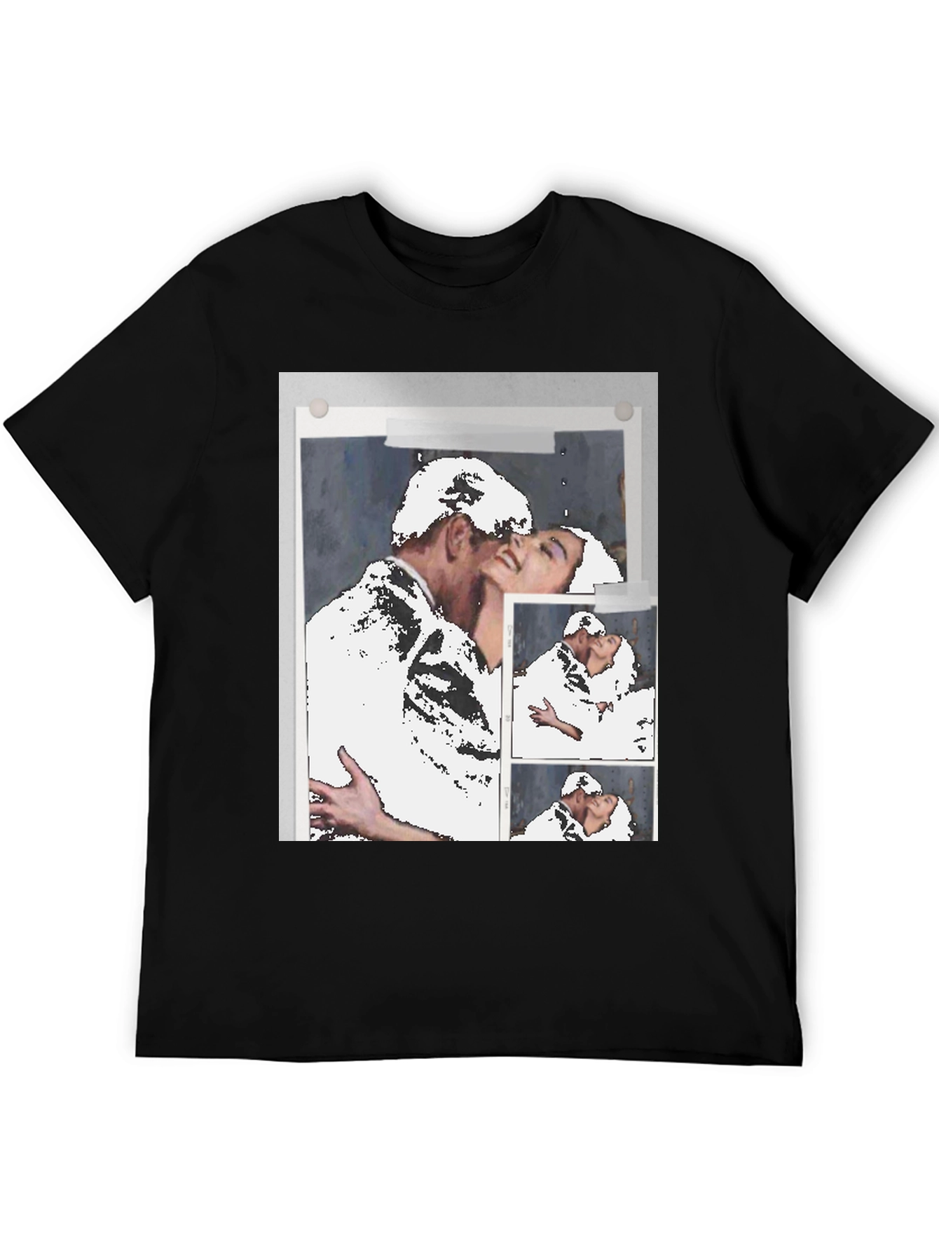 Black Abstract Kissing Couple T-Shirt view 5