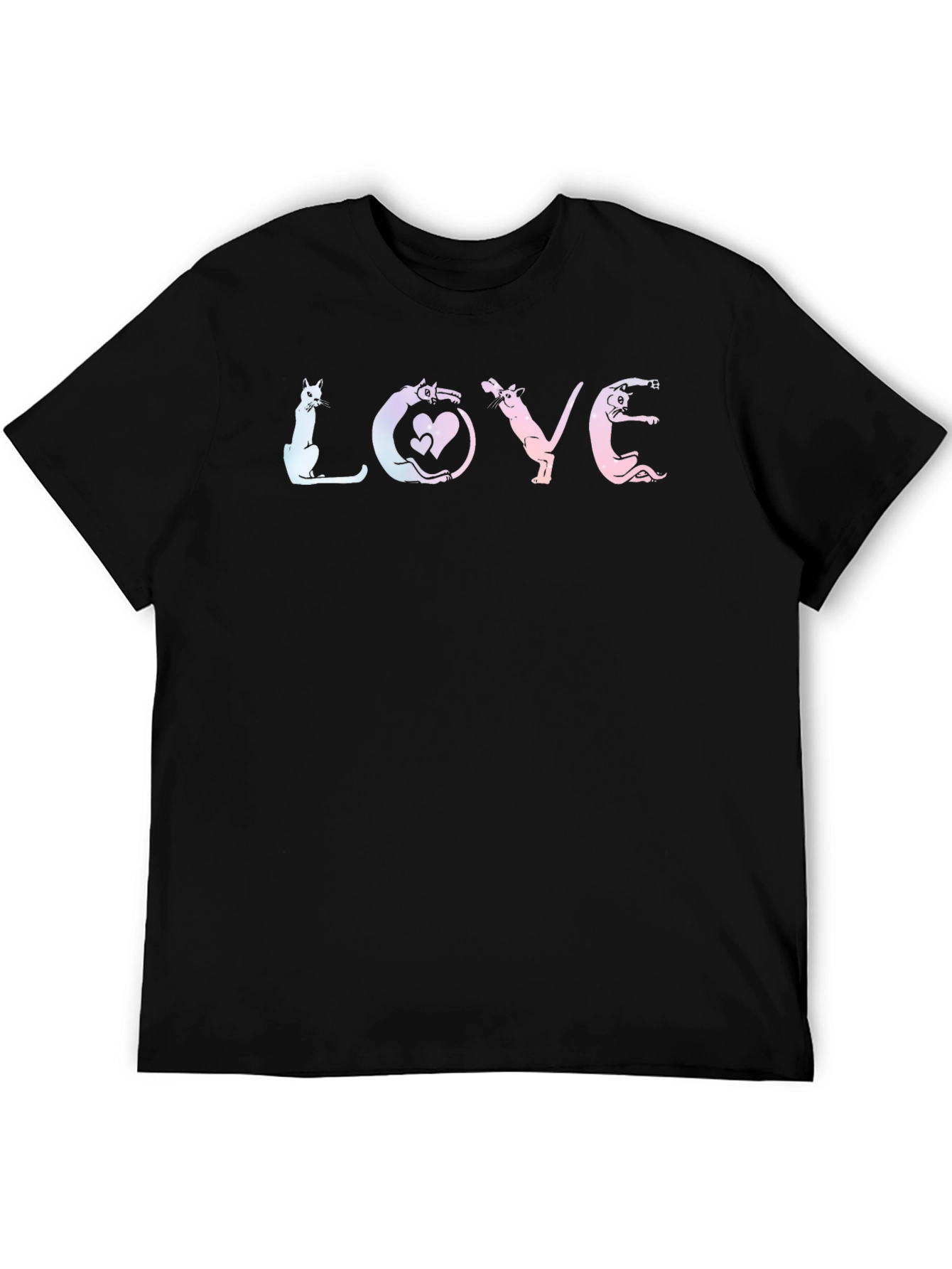 Black Cat LOVE Graphic Tee - Unisex Cotton T-Shirt view 5