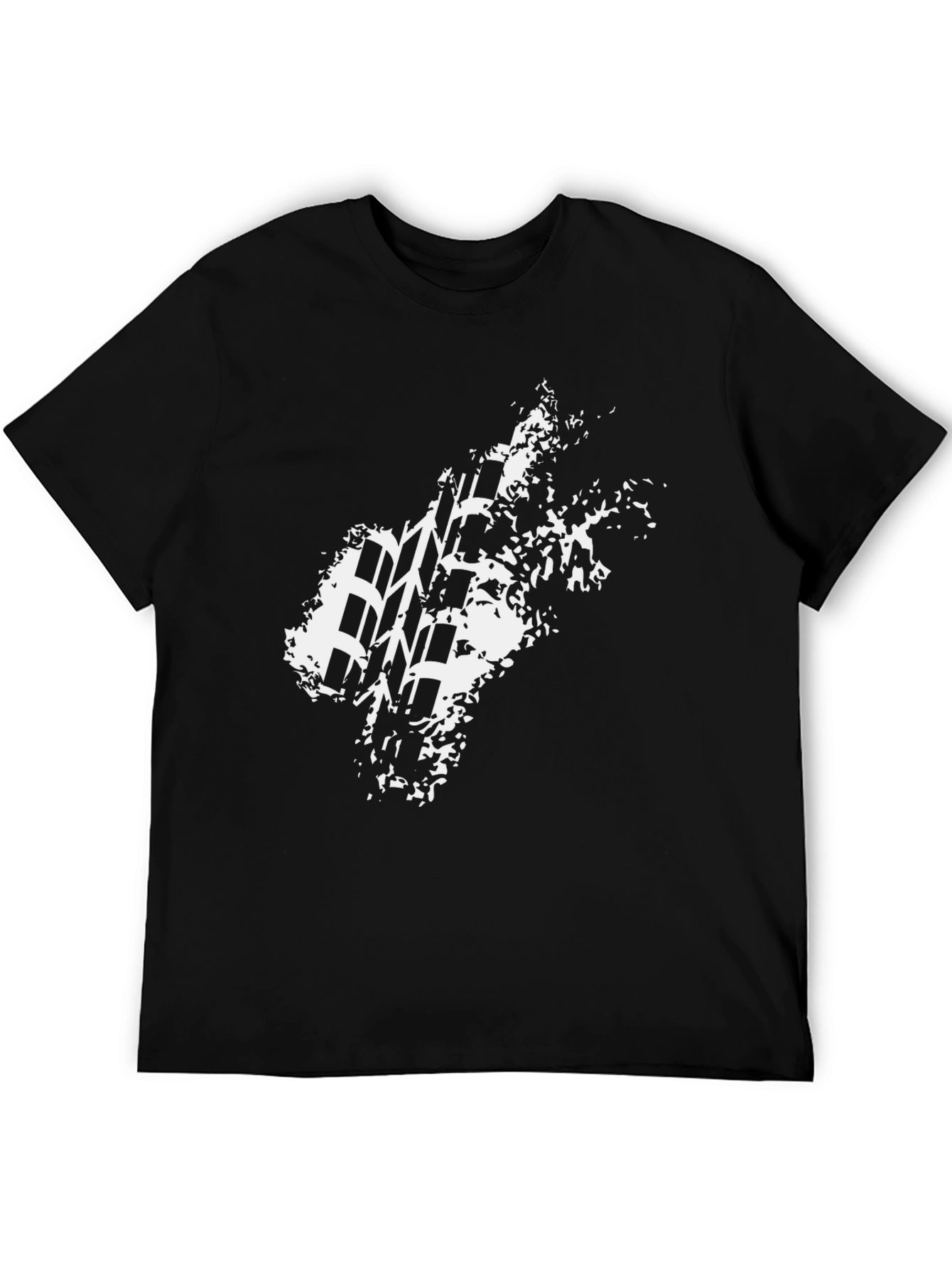 Black Men's Black T-Shirt with Tire Track Graphic view 5