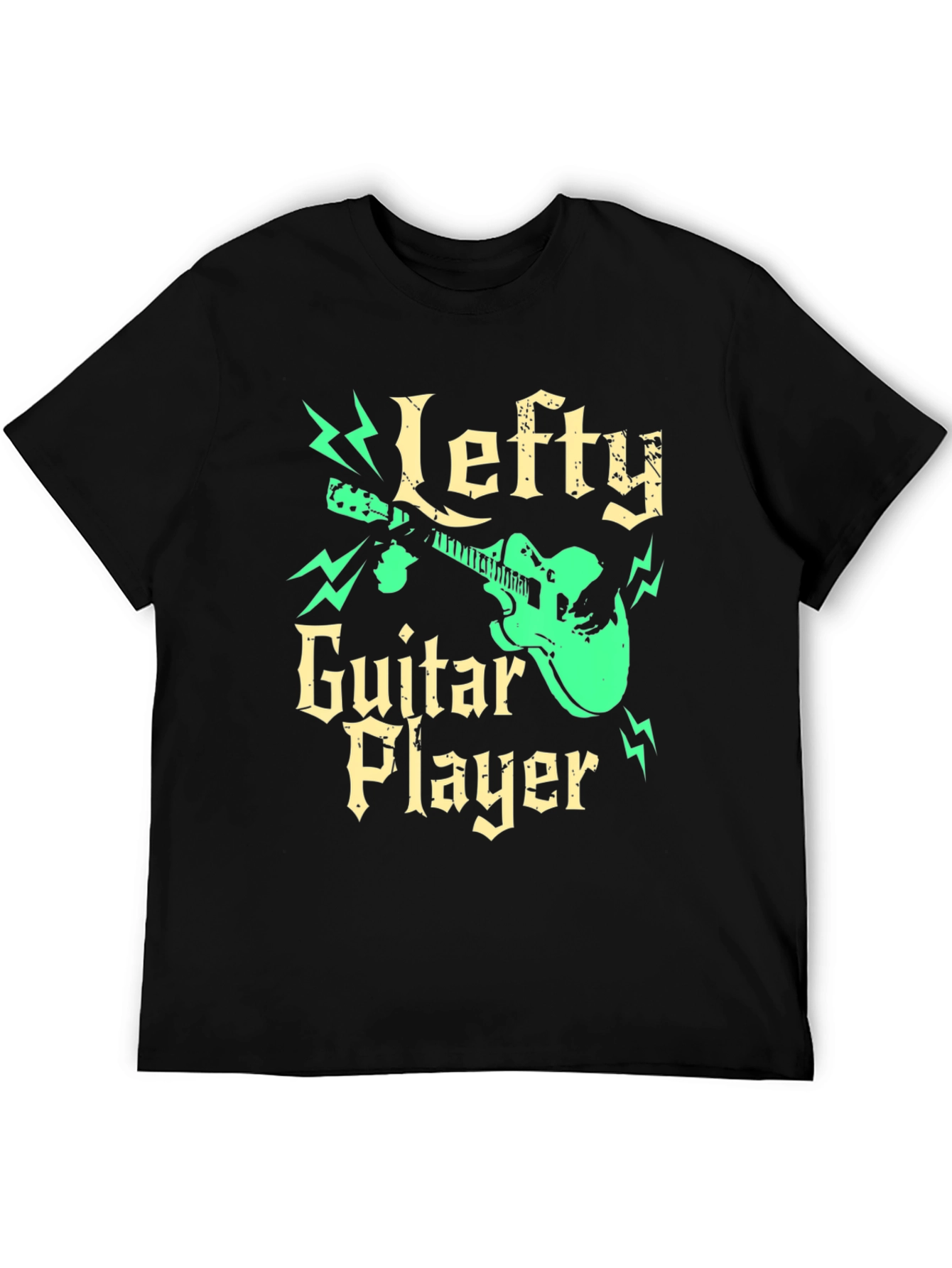 Black Lefty Guitar Player Black Graphic Tee view 5