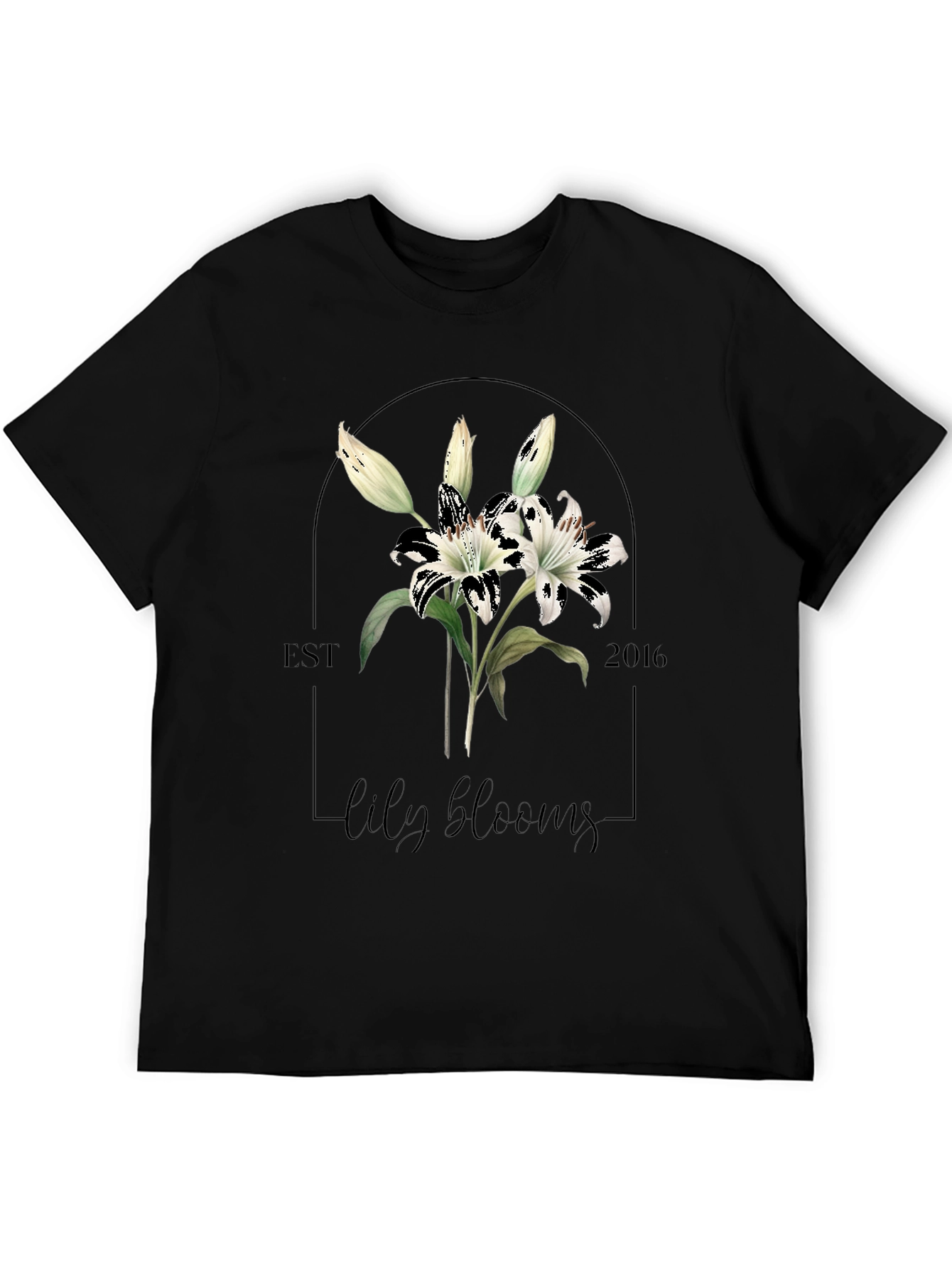 Black Lily Blooms Graphic Tee - Black view 5