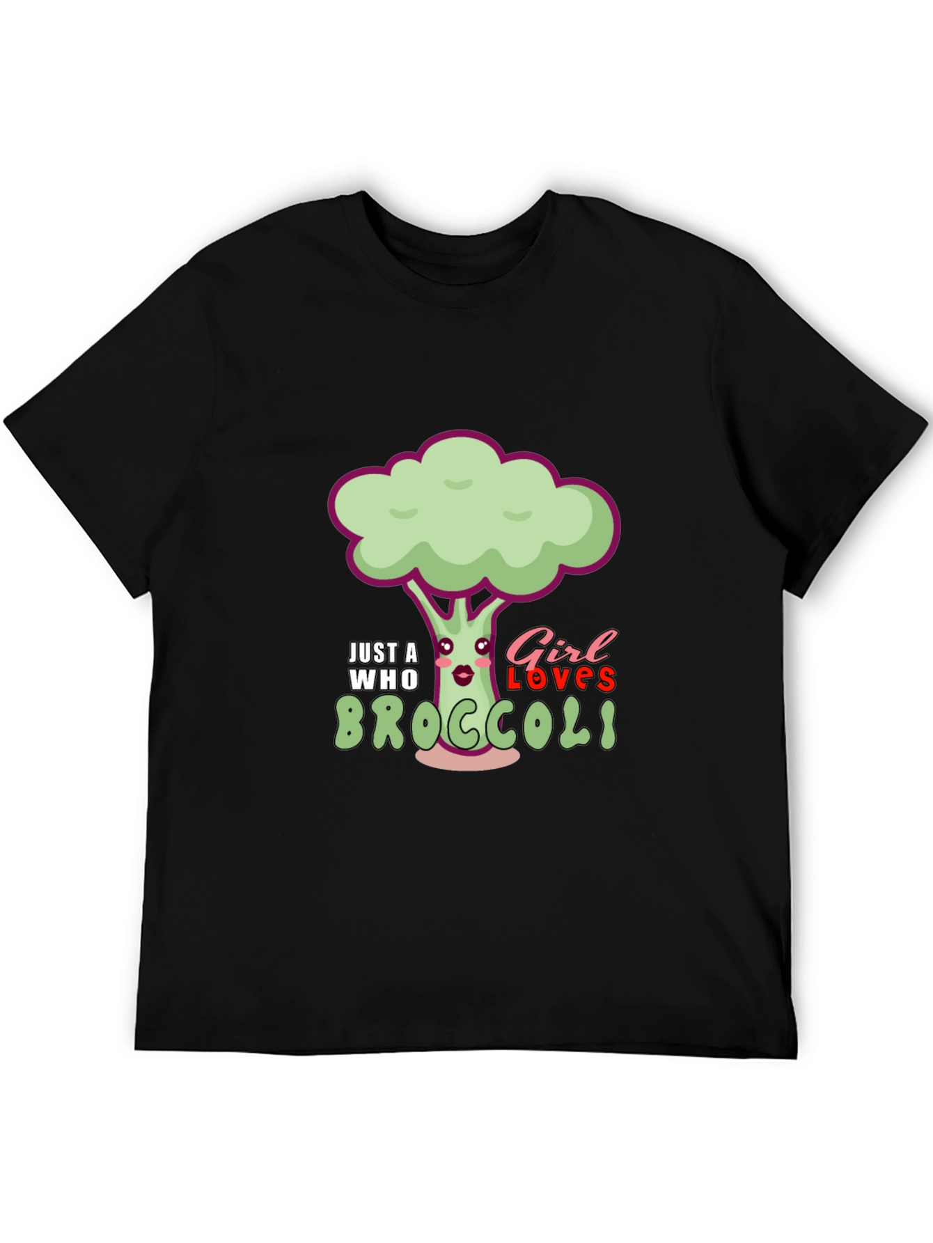 Black Just A Girl Who Loves Broccoli T-Shirt view 5