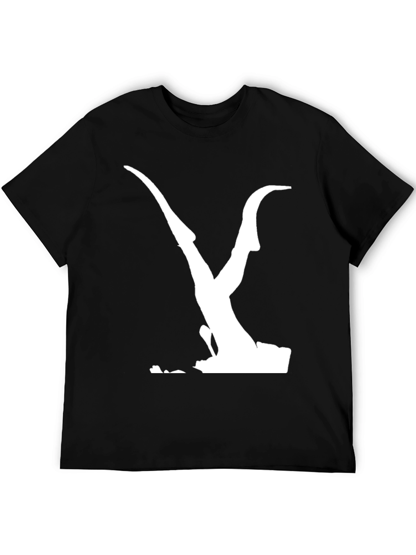 Black Men's Black T-Shirt with Abstract White Print view 5